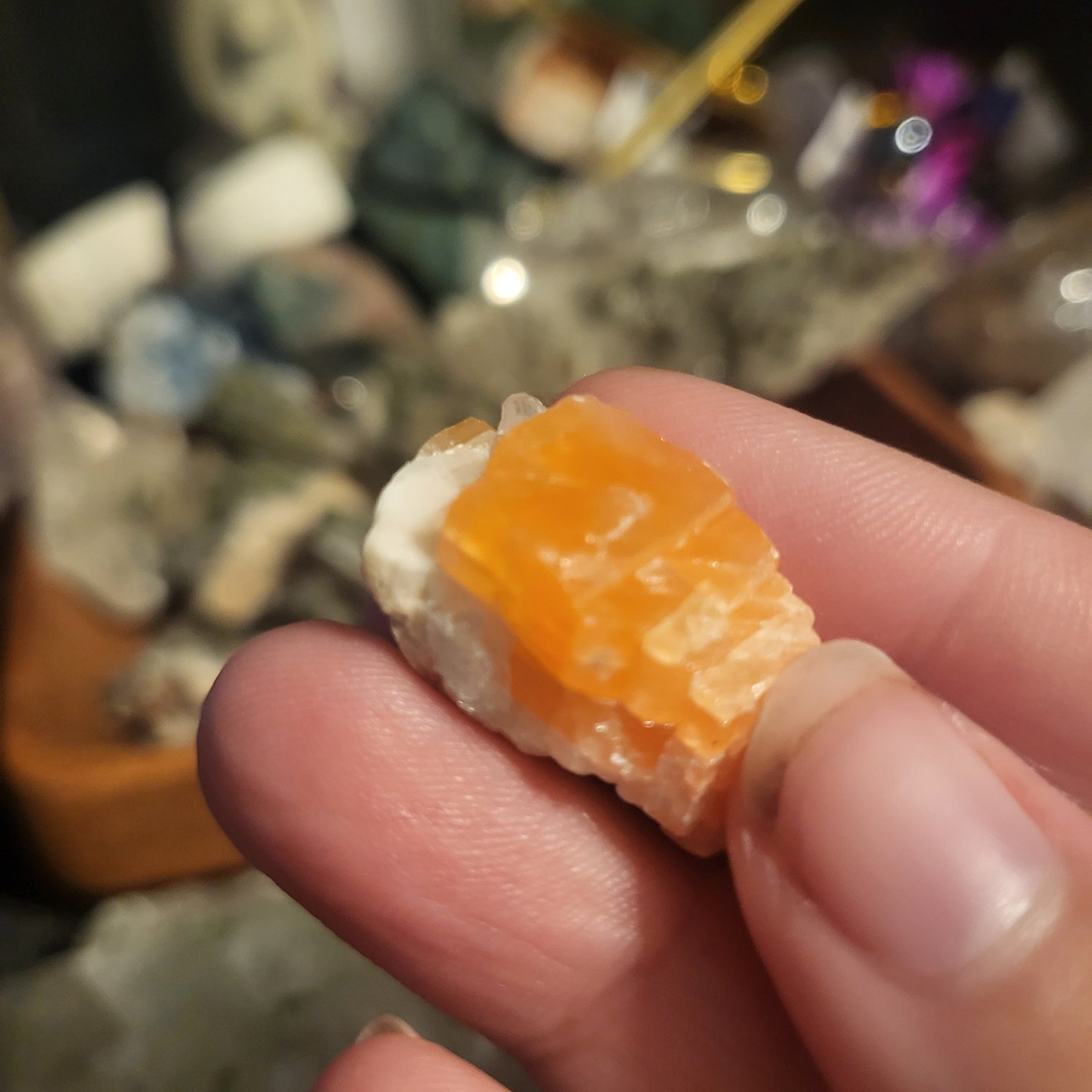 Orange Calcite with Gold Ore