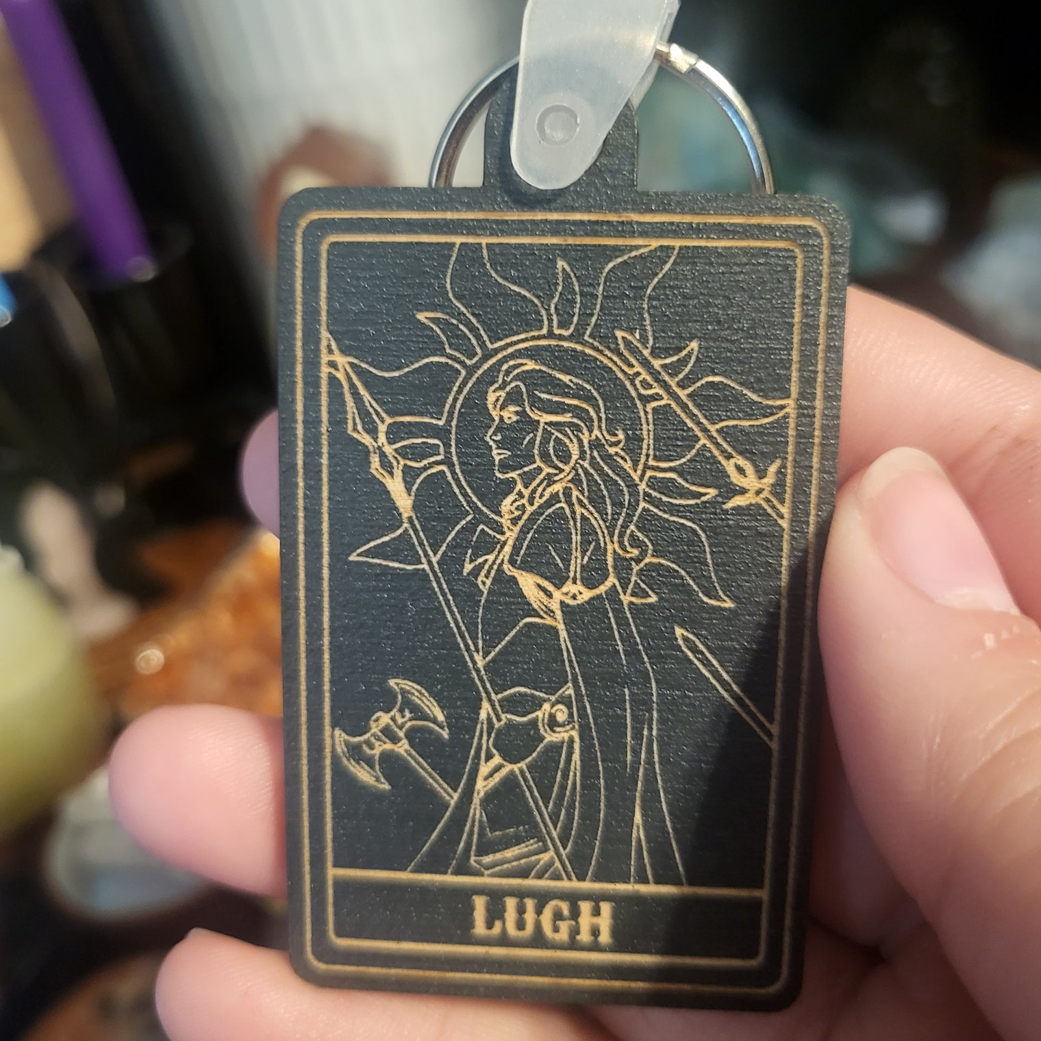 Wooden Deity Card Keychain