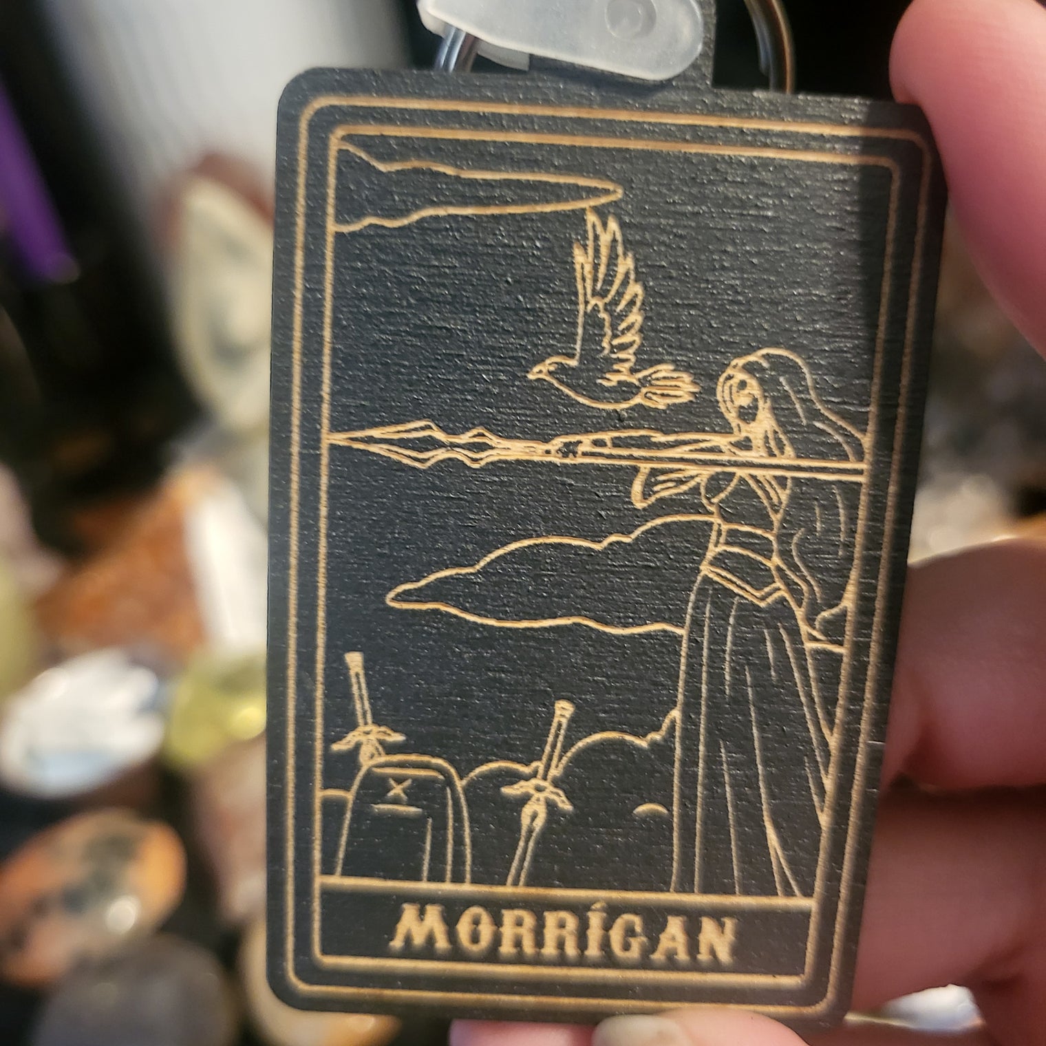 Wooden Deity Card Keychain