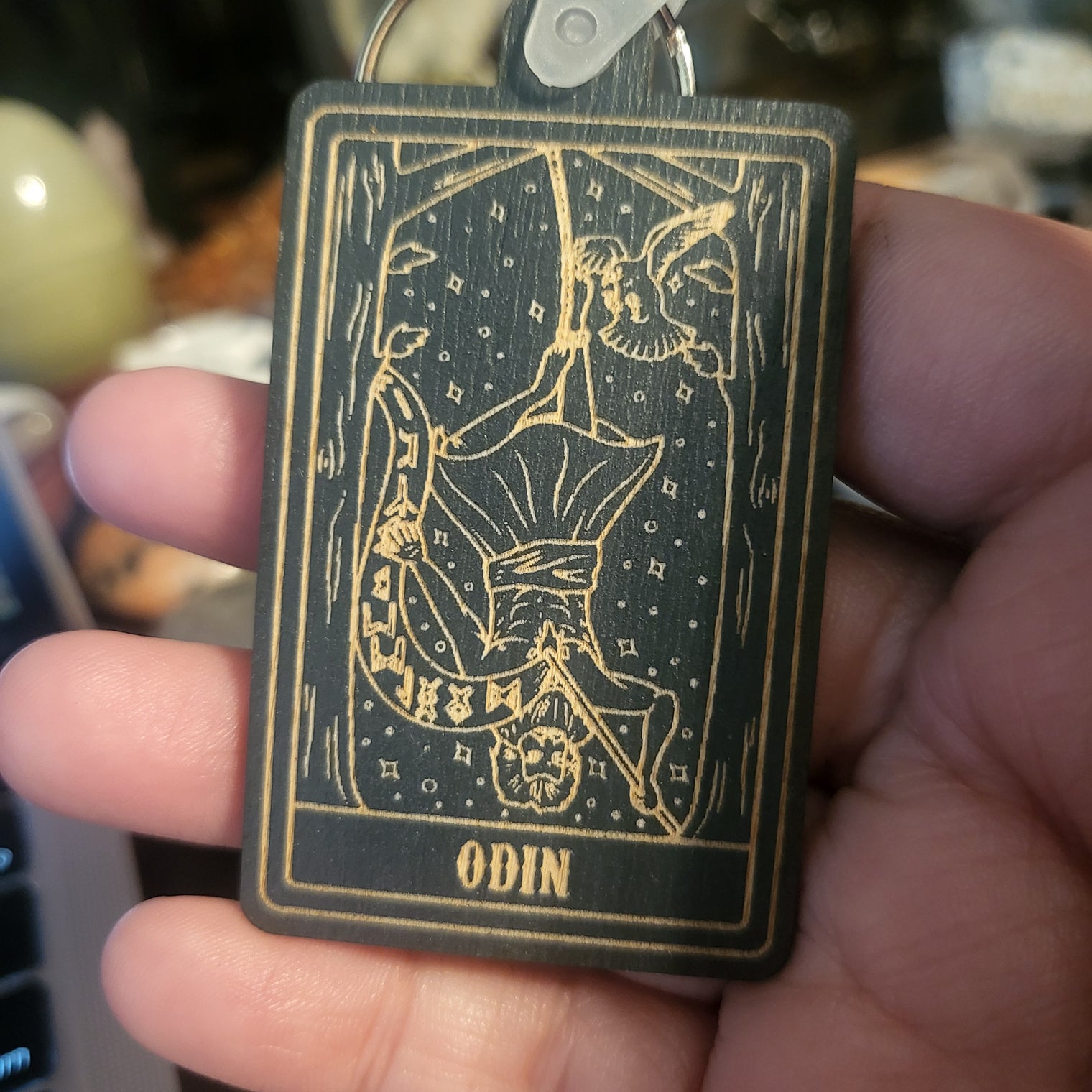 Wooden Deity Card Keychain