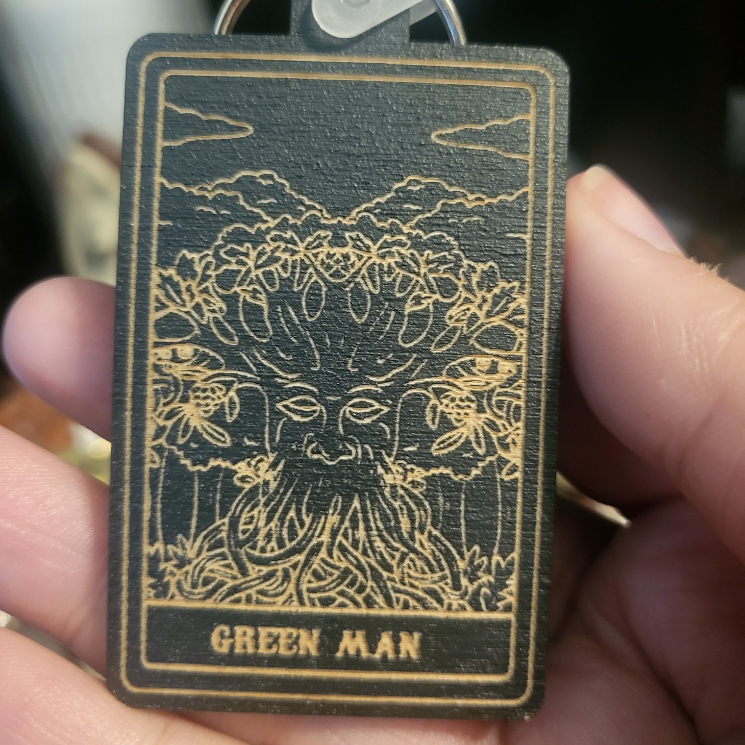 Wooden Deity Card Keychain