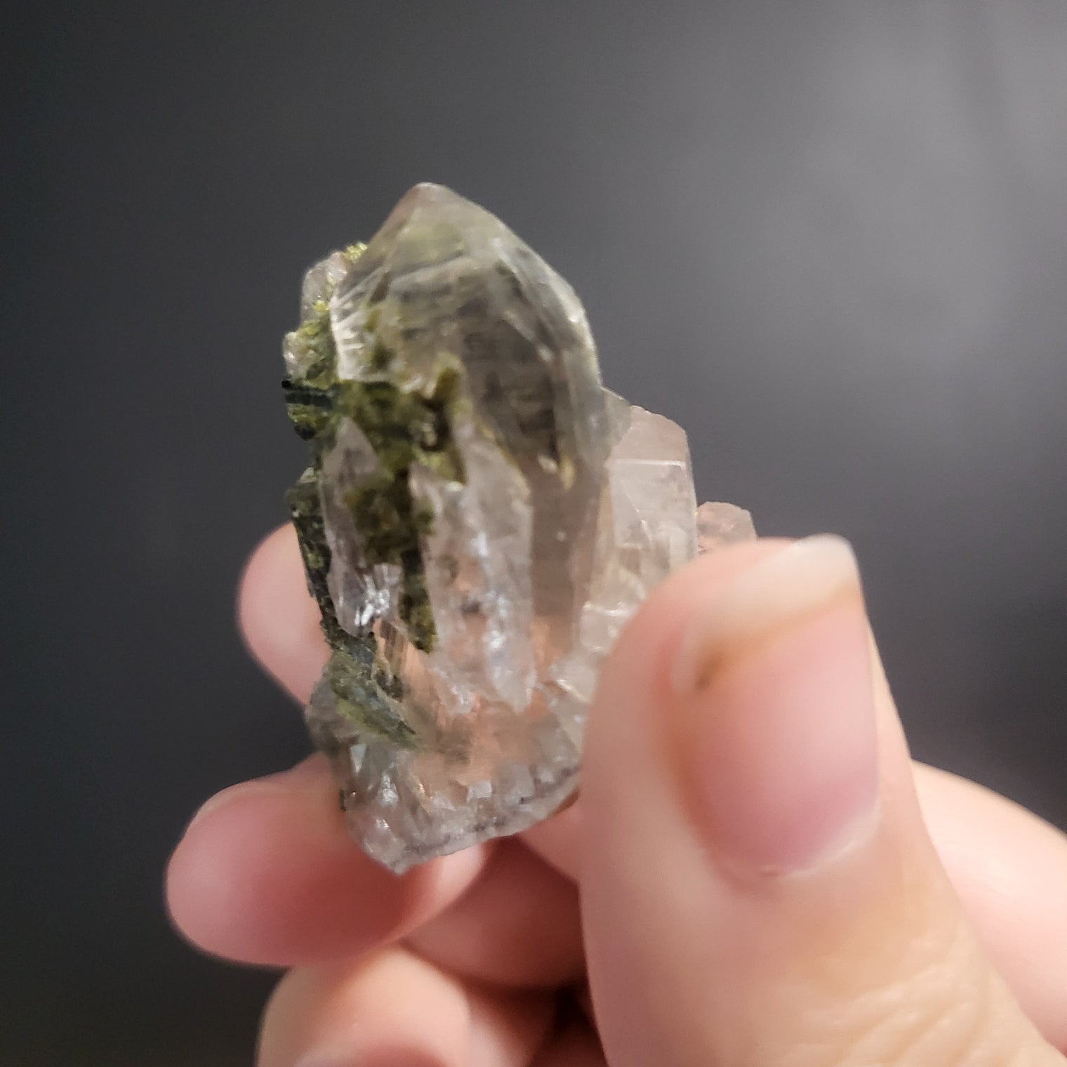 Green Tourmaline in Quartz Clusters