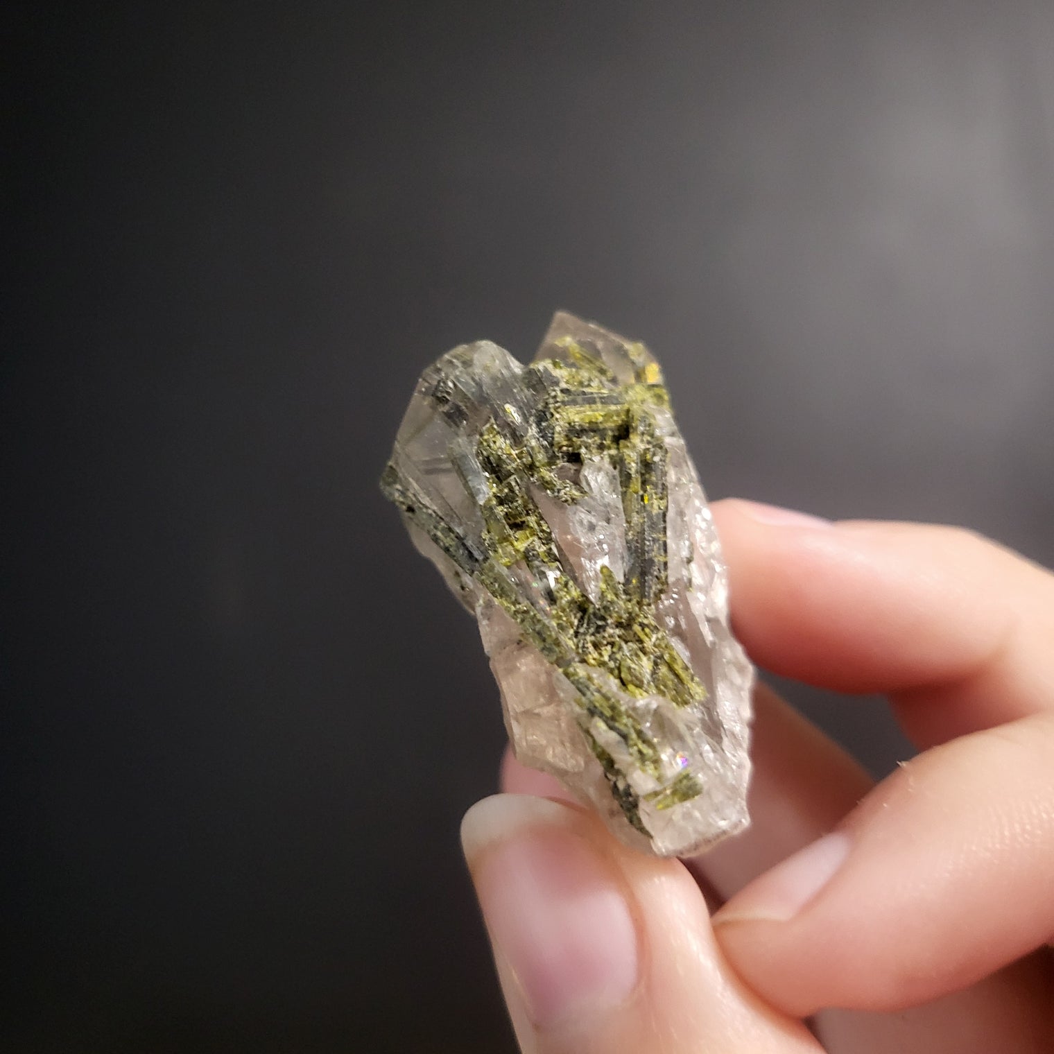 Green Tourmaline in Quartz Clusters