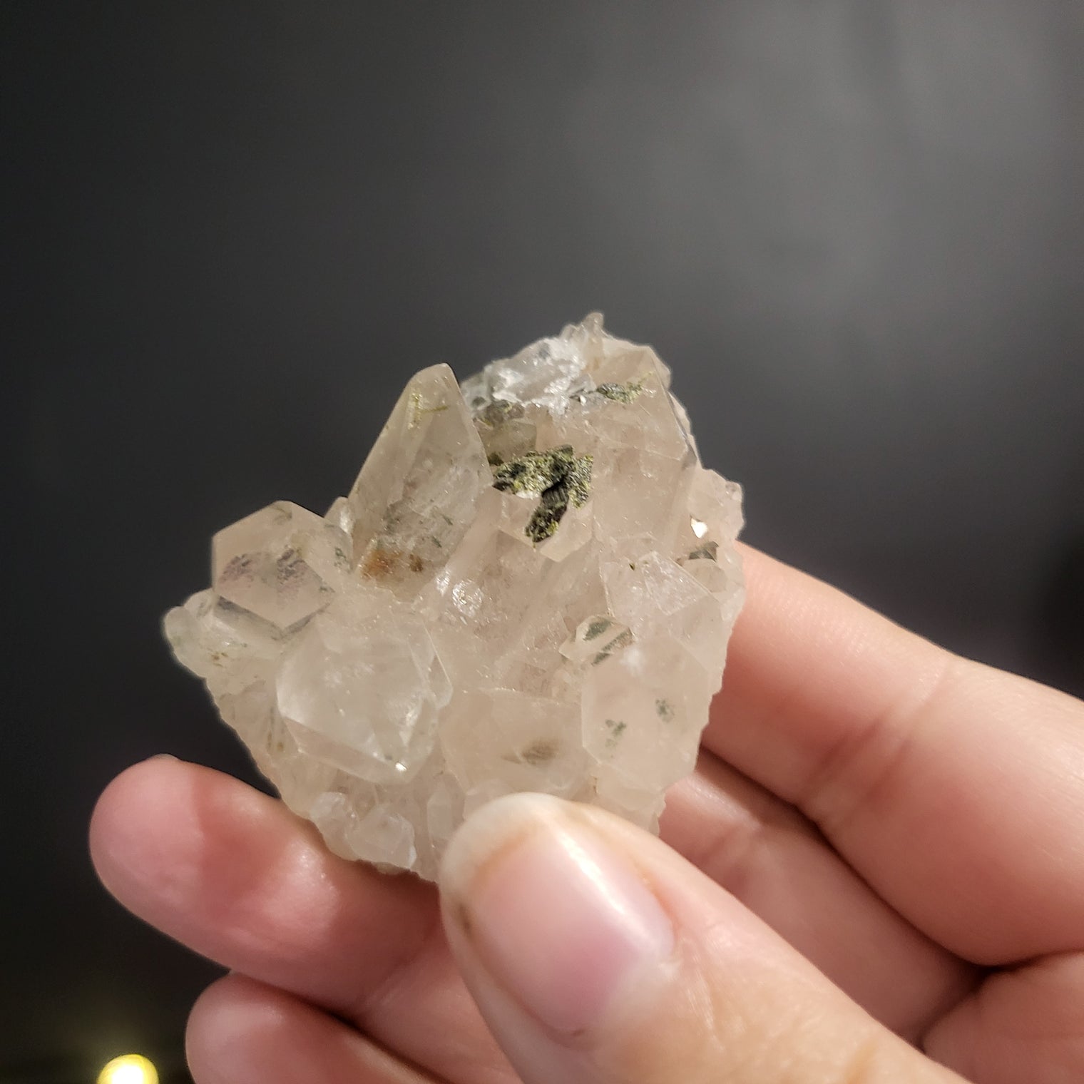 Green Tourmaline in Quartz Clusters