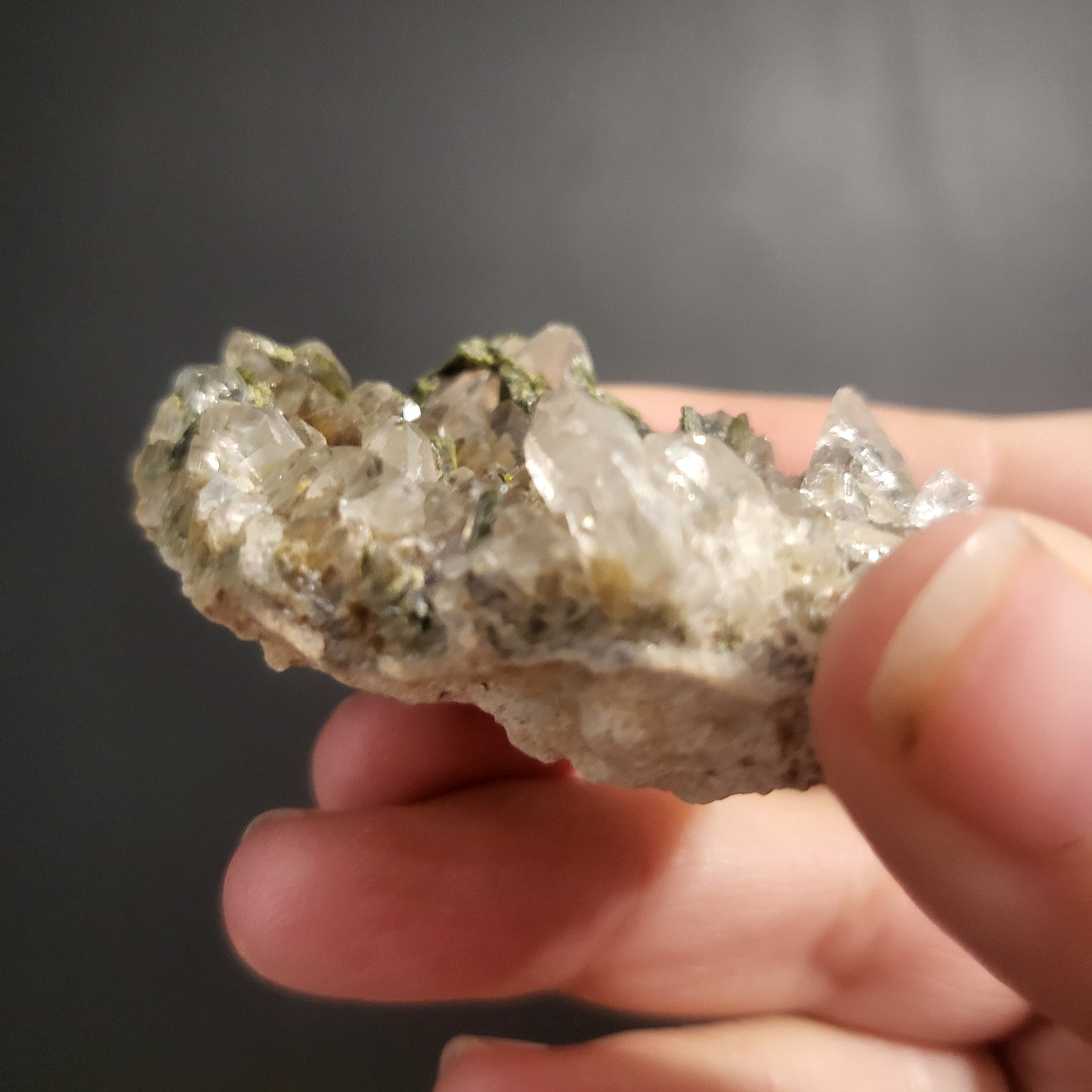 Green Tourmaline in Quartz Clusters