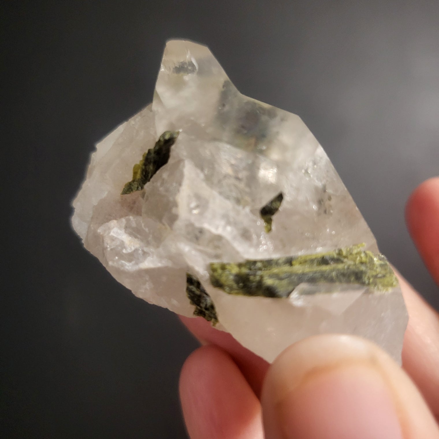 Green Tourmaline in Quartz Clusters