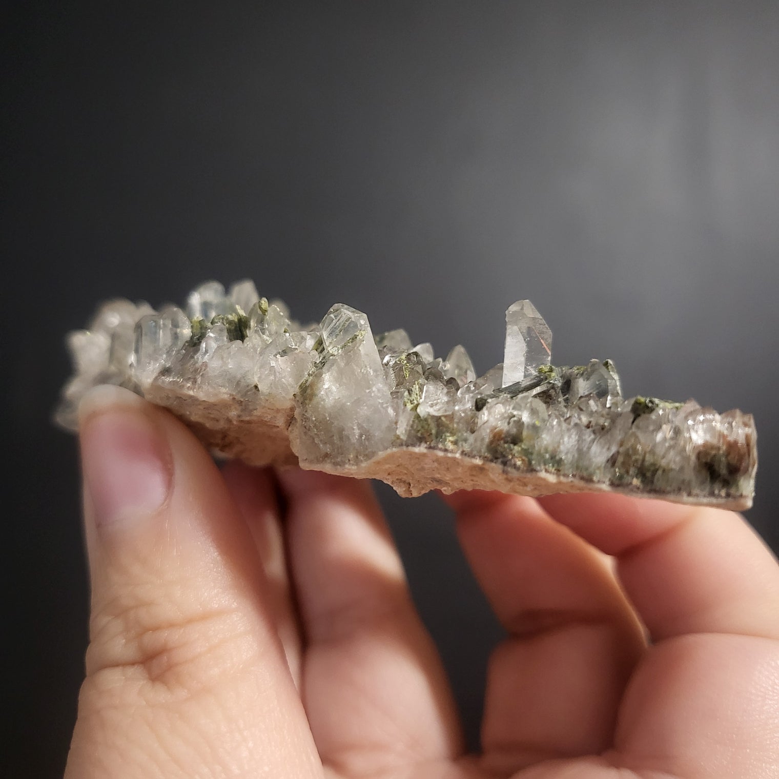 Green Tourmaline in Quartz Clusters