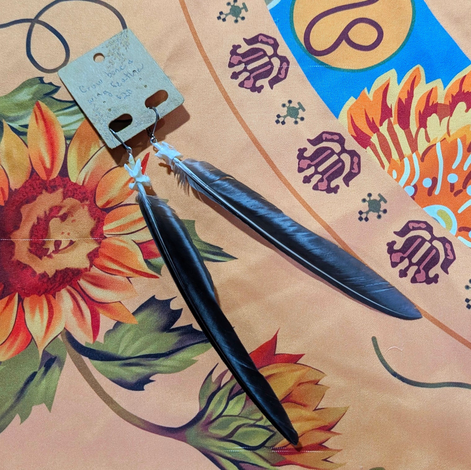 Crow Bone & Feather Earrings