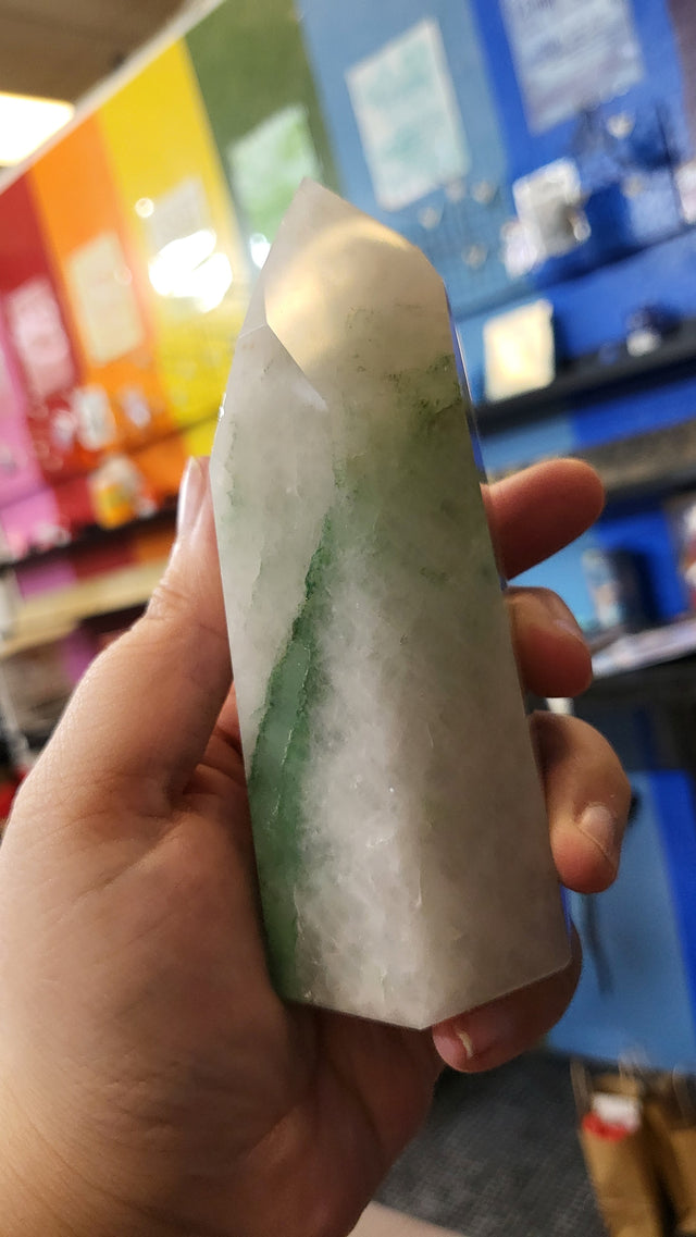 Green Aventurine in Quartz Tower