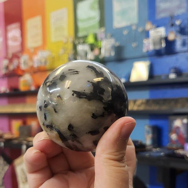 Tourmaline in Quartz Sphere