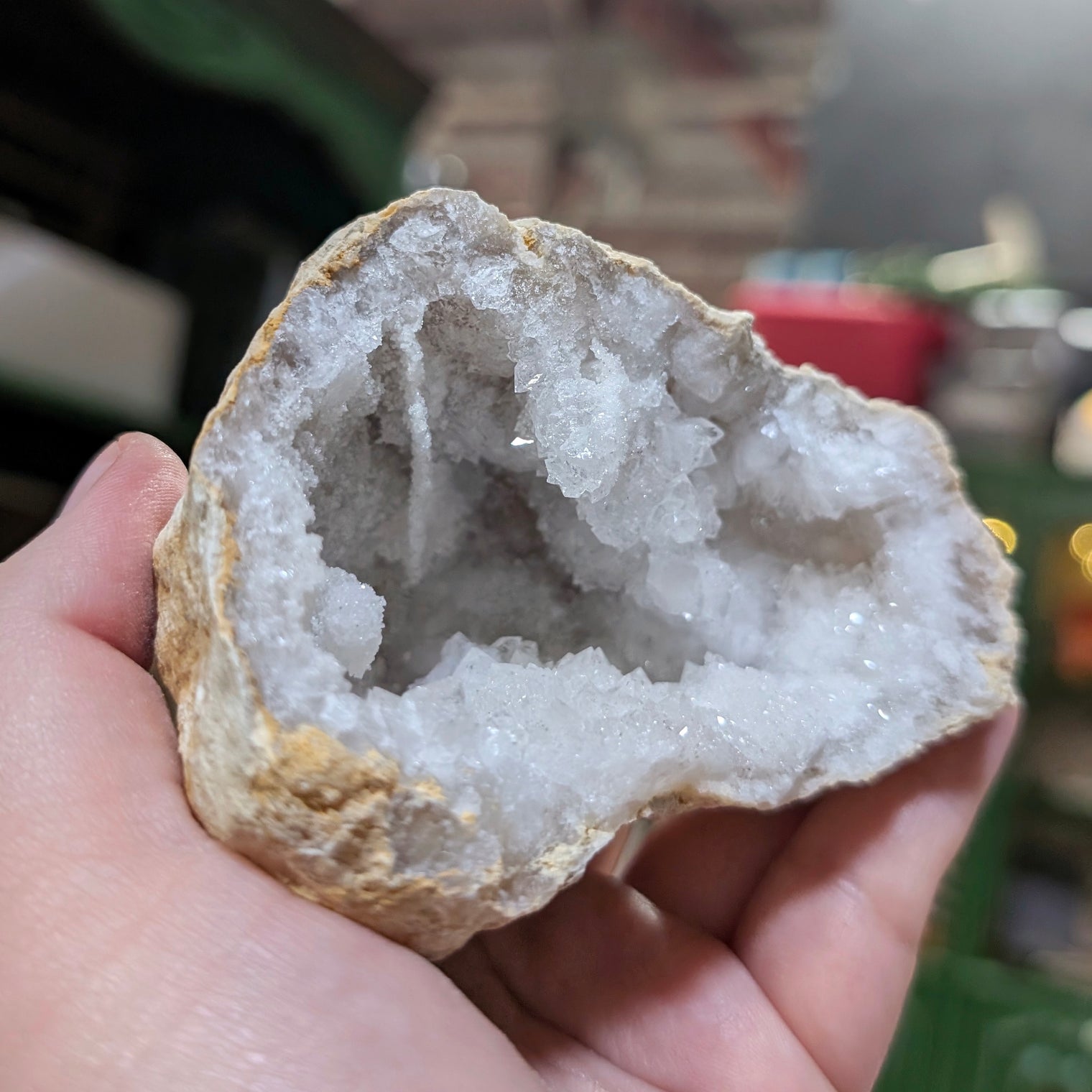 Druzy Quartz Geode Pair