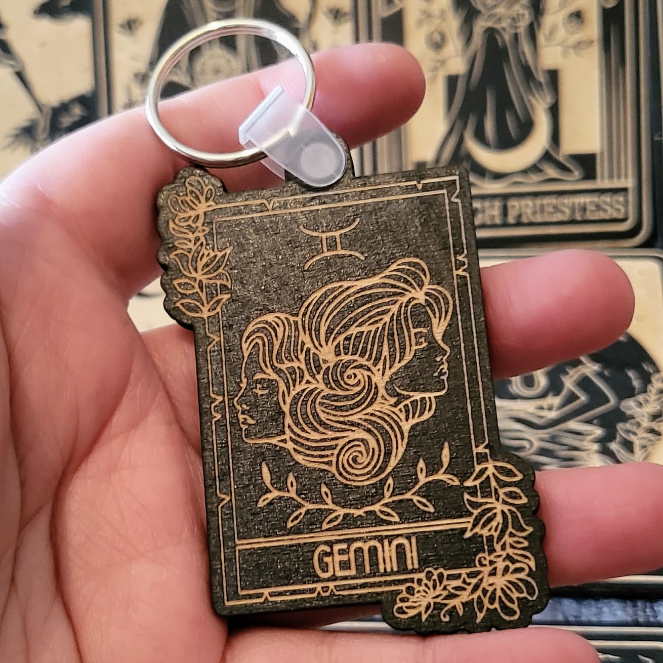 Wooden Zodiac Sign Key Chain