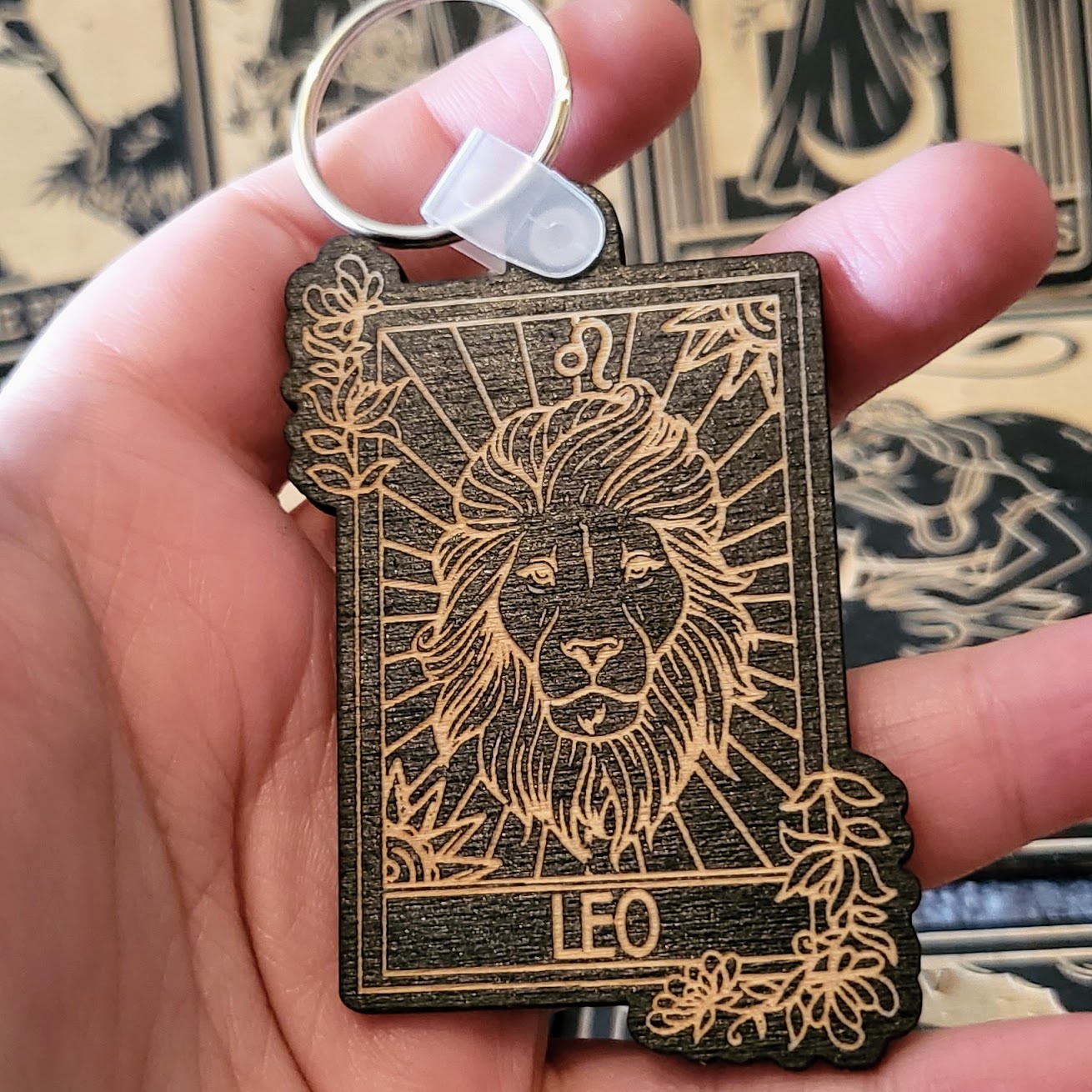 Wooden Zodiac Sign Key Chain