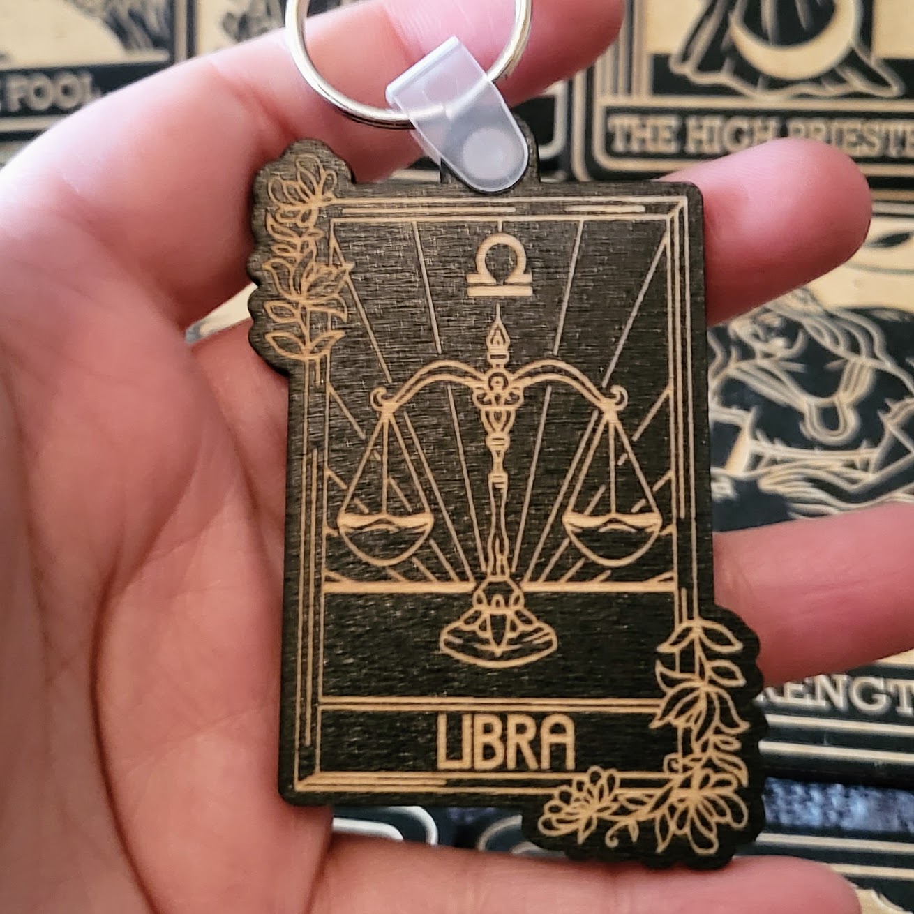 Wooden Zodiac Sign Key Chain