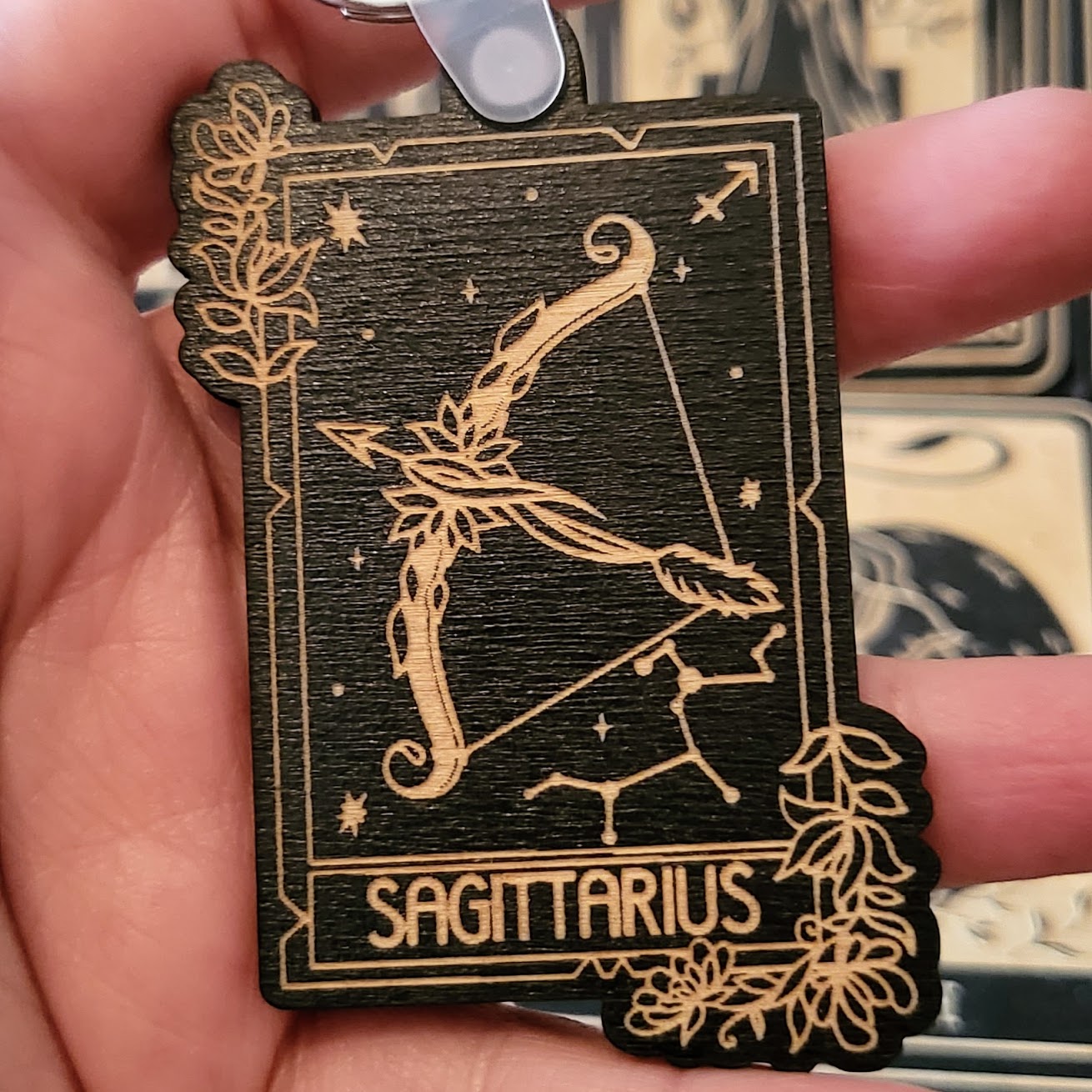 Wooden Zodiac Sign Key Chain