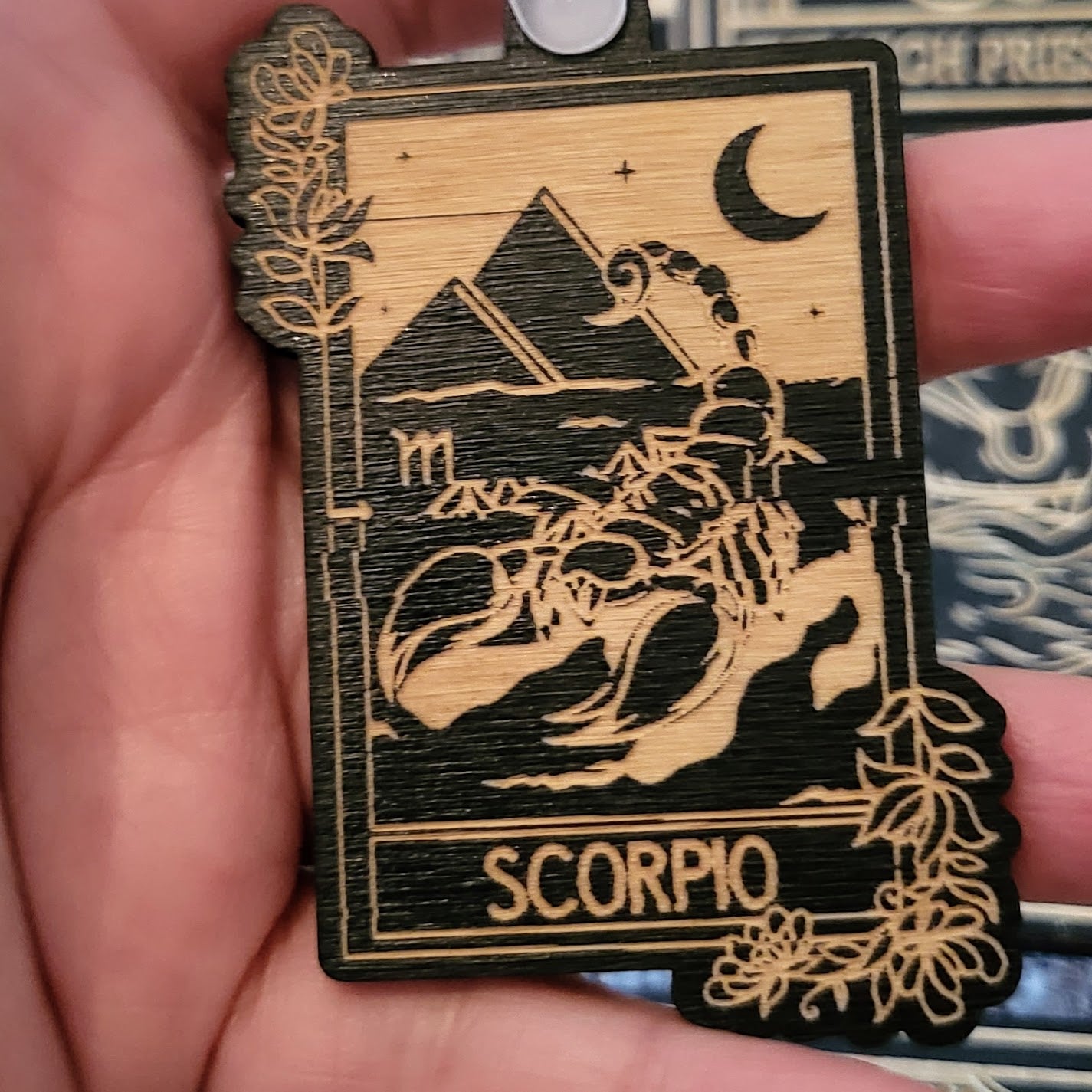 Wooden Zodiac Sign Key Chain