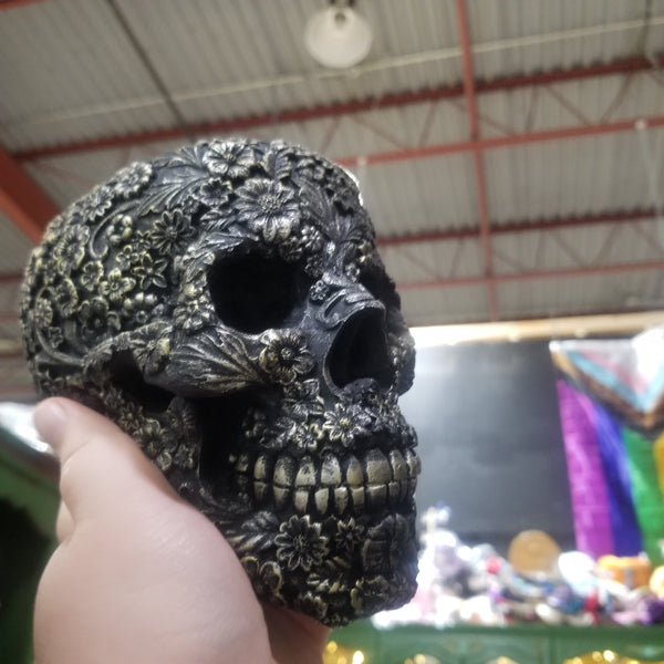 Antiqued Floral Skull