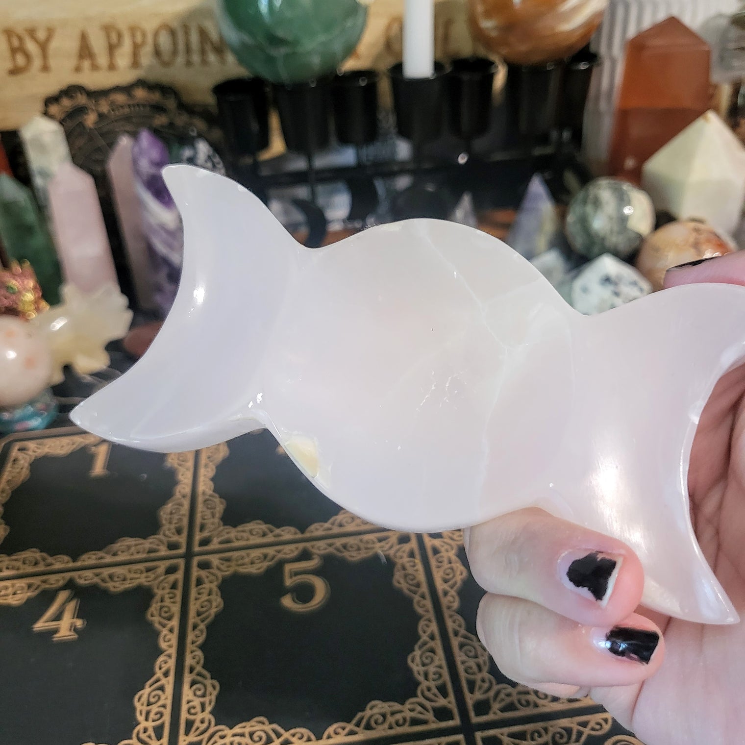 Pink Calcite Triple Moon Dish