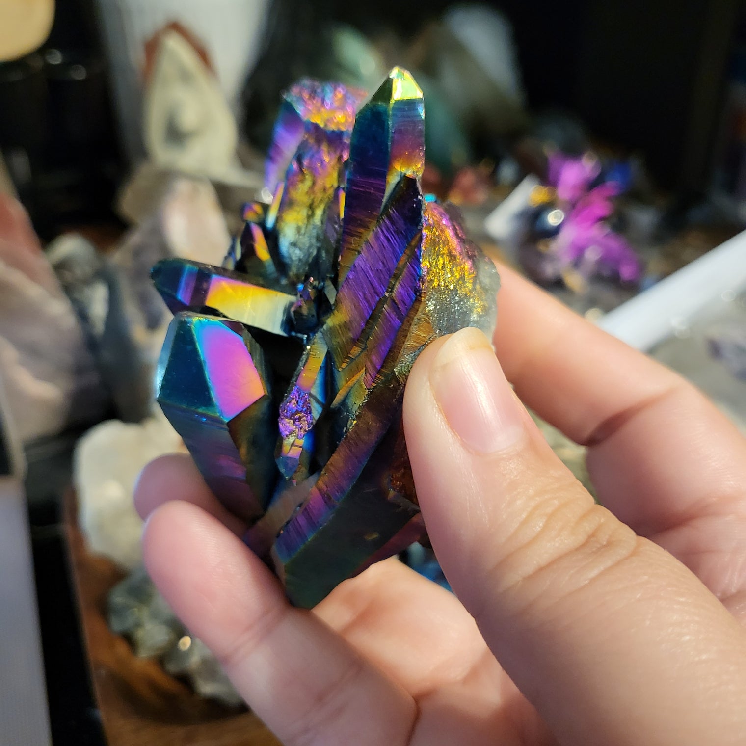 Titanium Aura Quartz Cluster