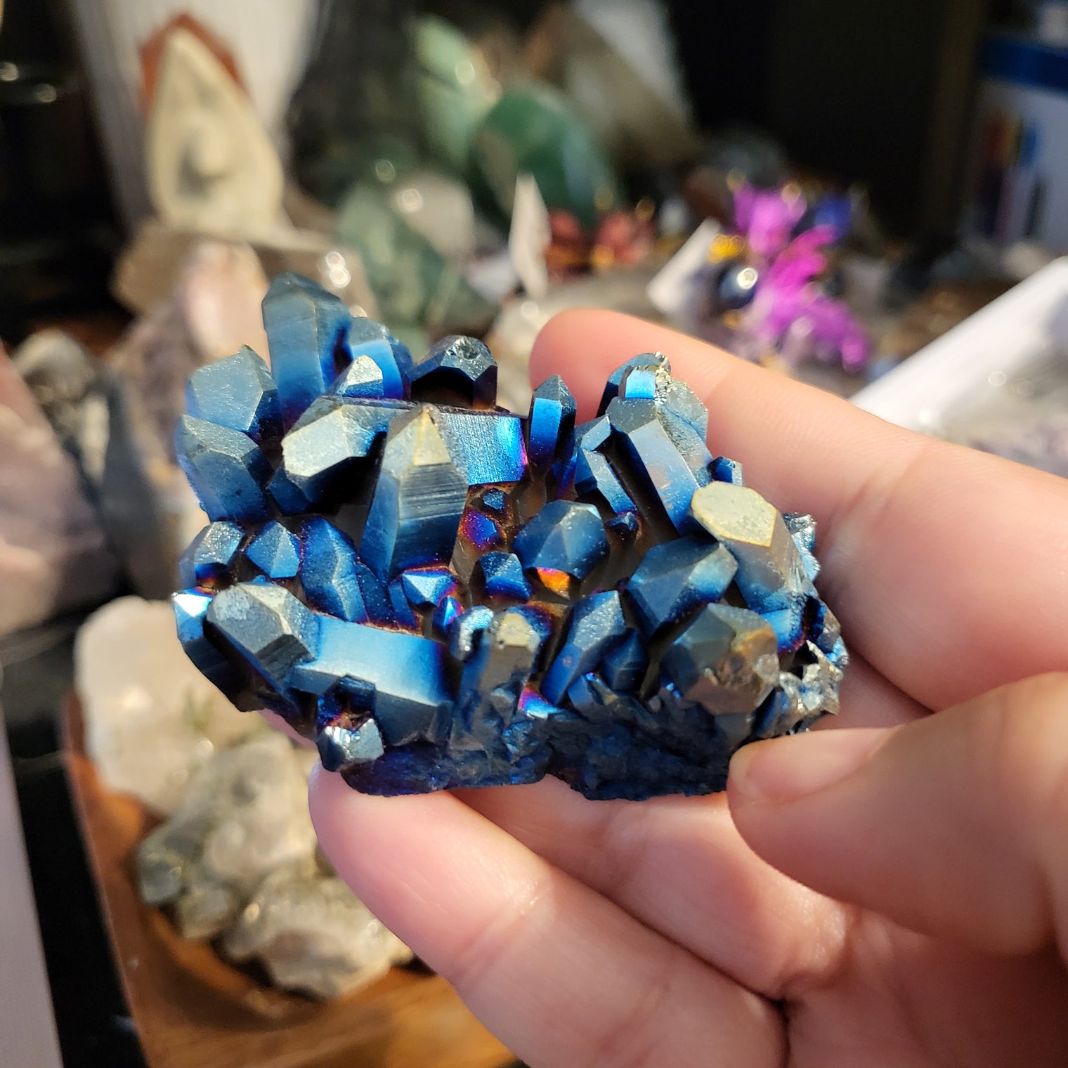 Titanium Aura Quartz Cluster