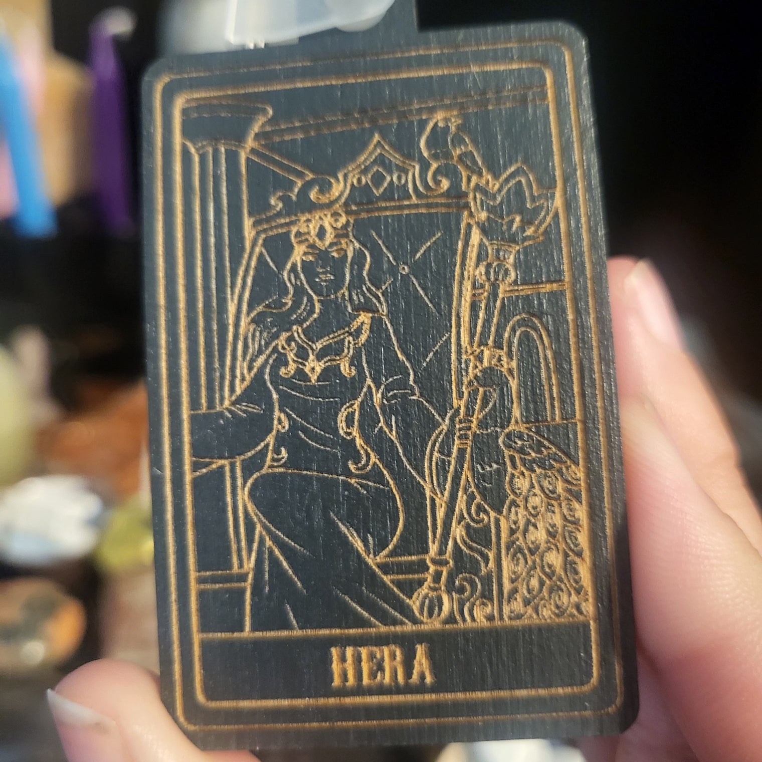 Wooden Deity Card Keychain