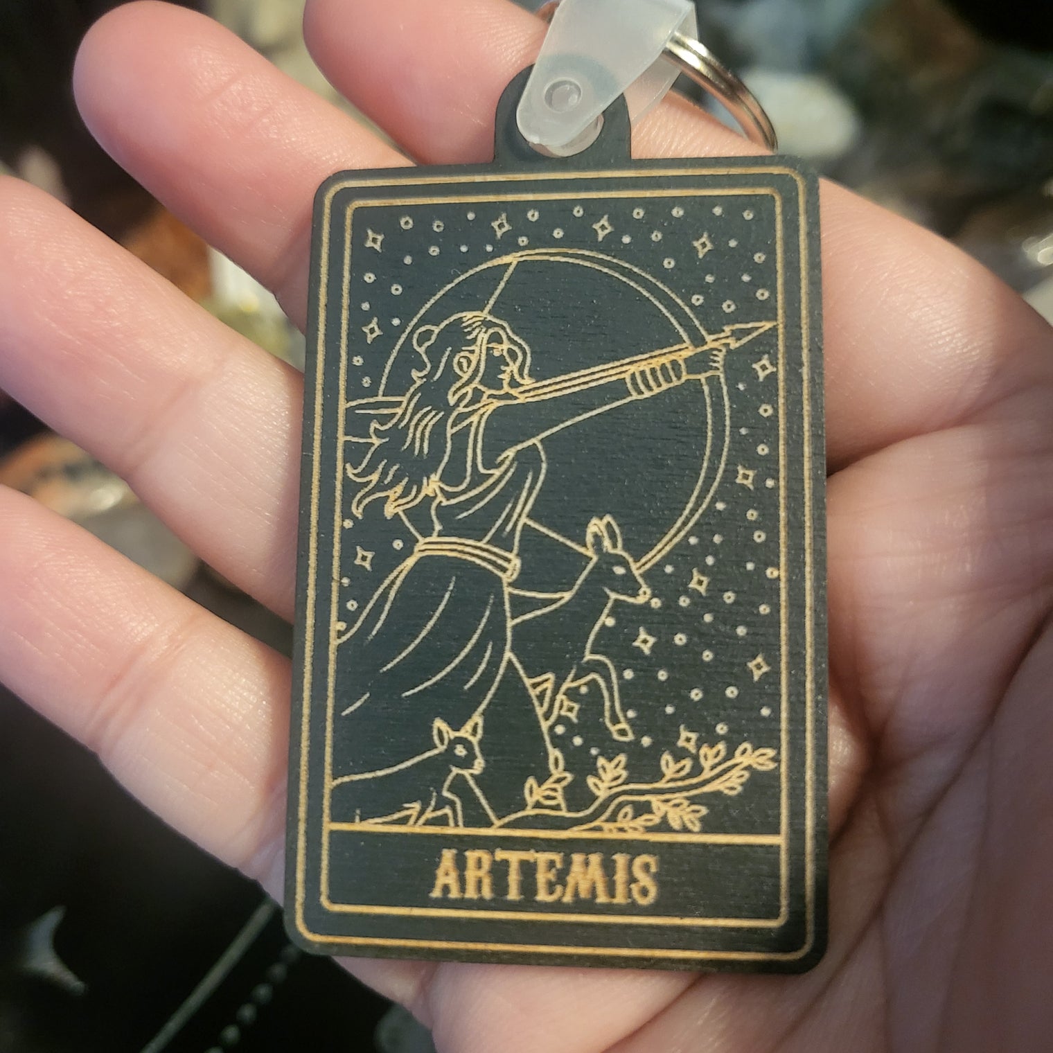 Wooden Deity Card Keychain