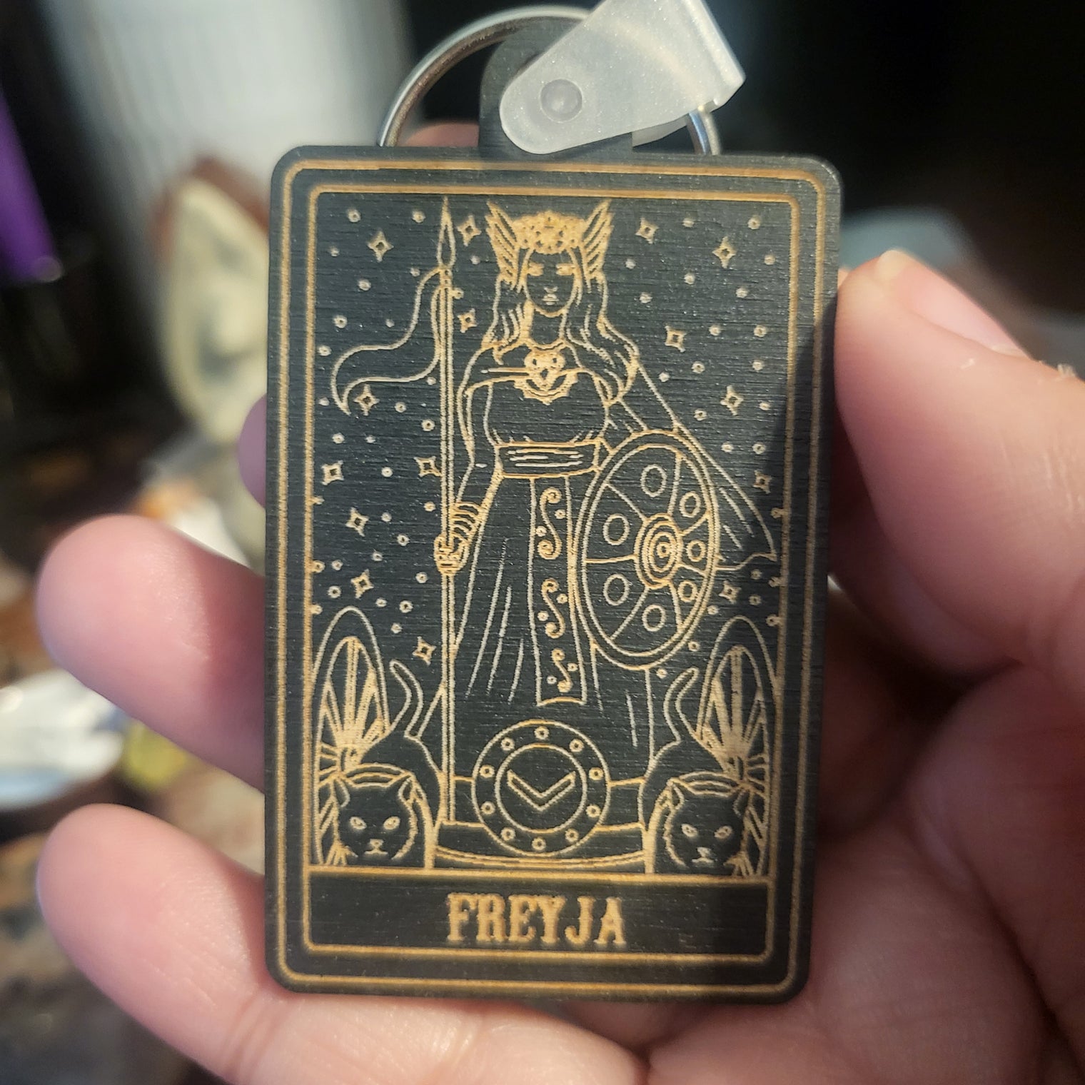Wooden Deity Card Keychain