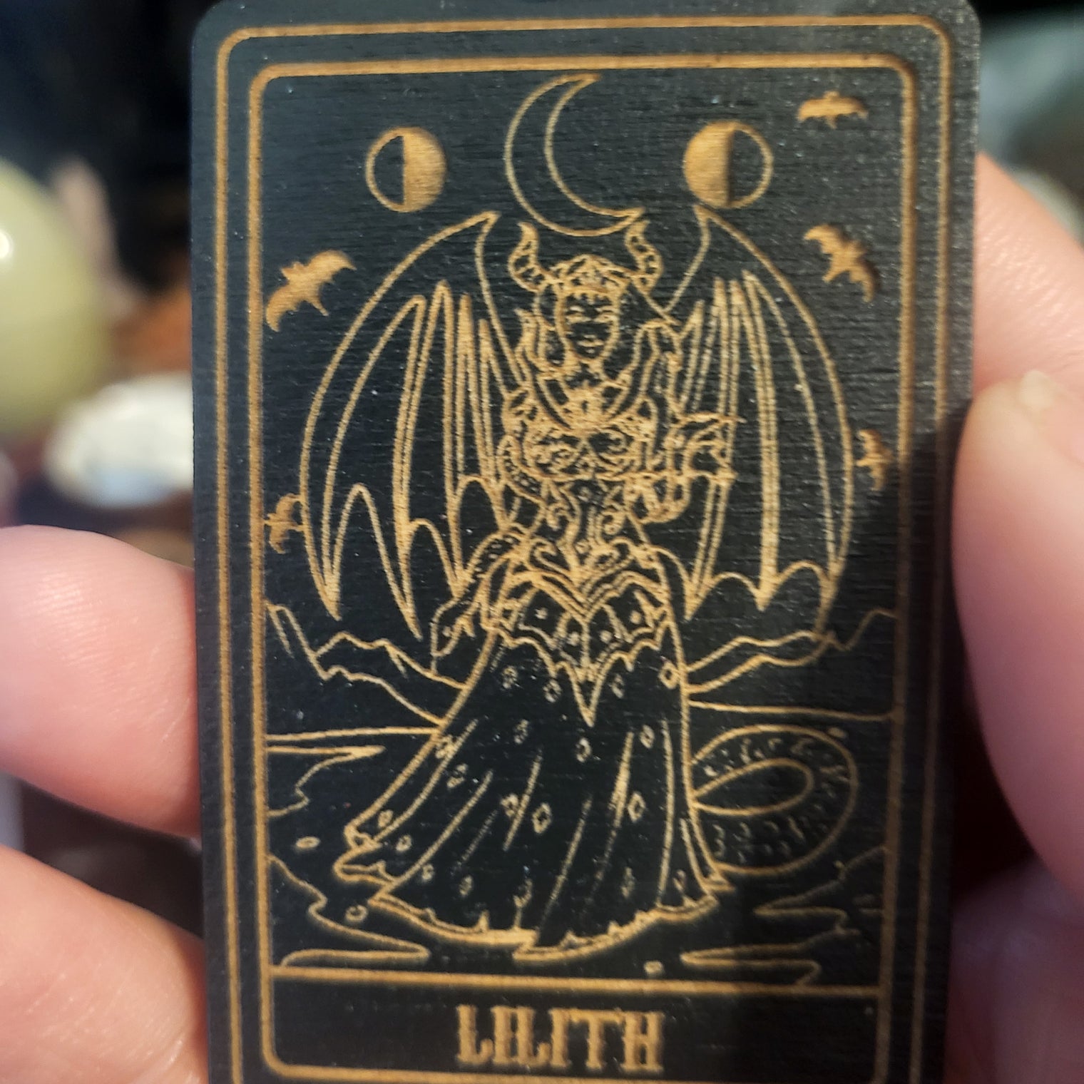 Wooden Deity Card Keychain