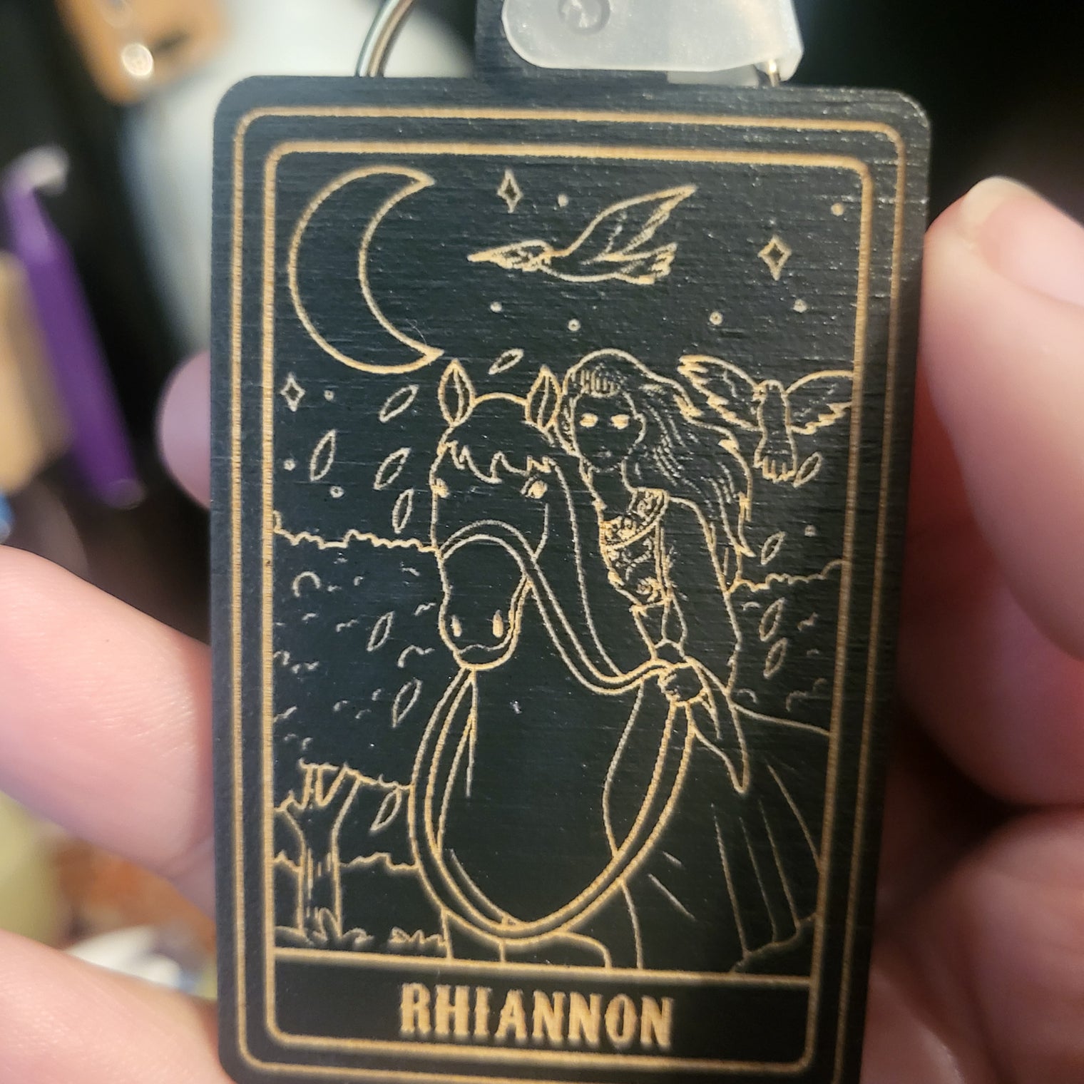 Wooden Deity Card Keychain