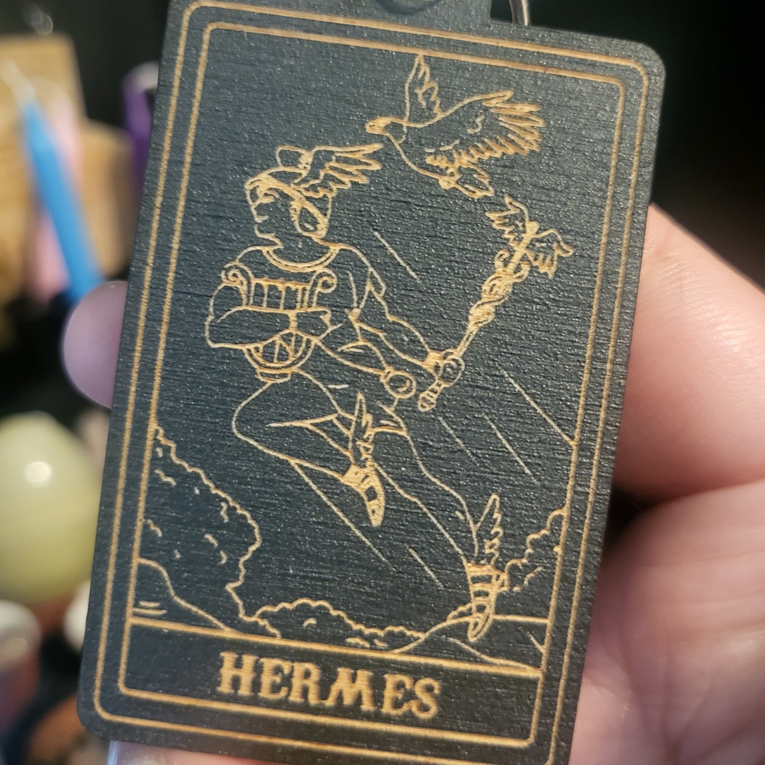 Wooden Deity Card Keychain