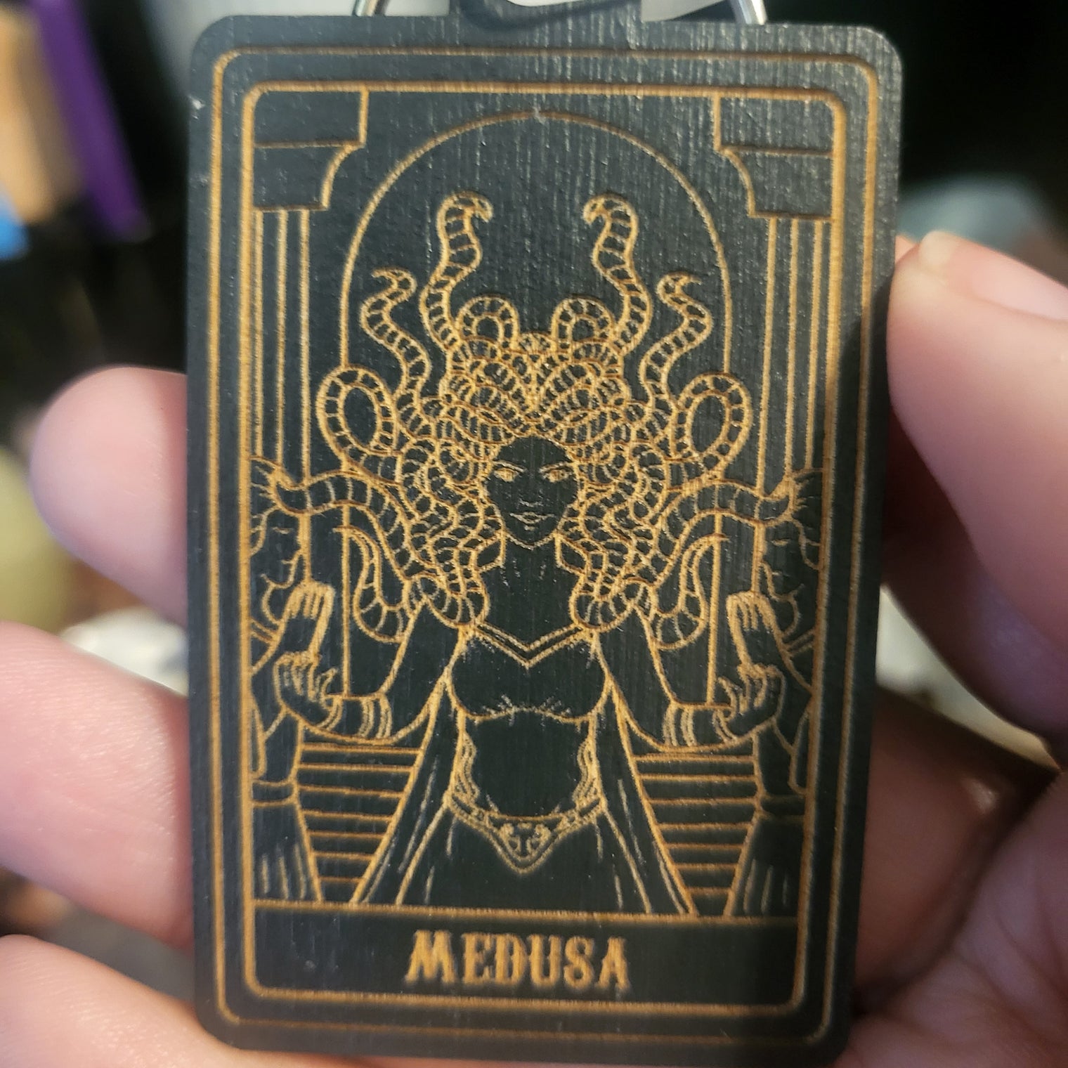 Wooden Deity Card Keychain