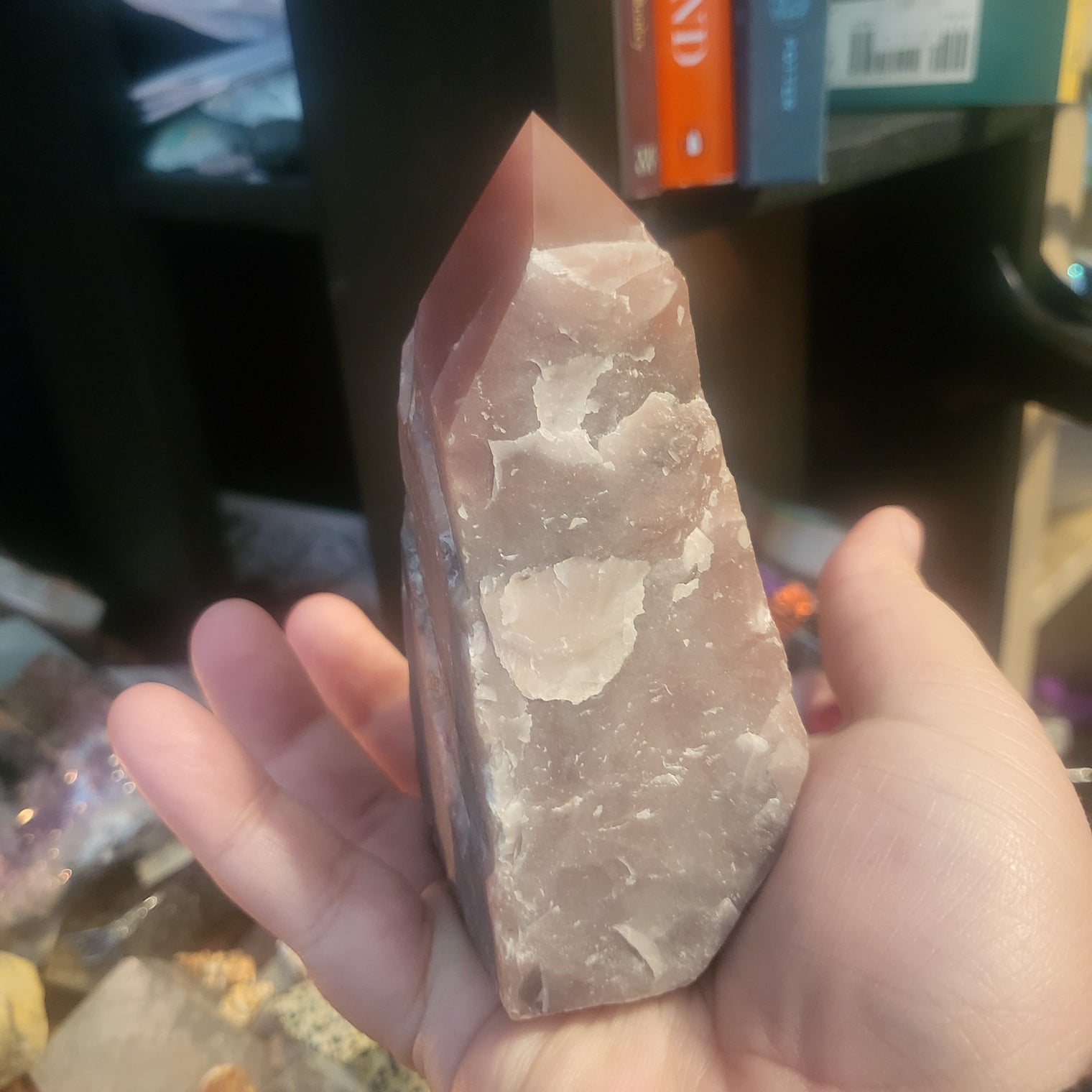 Guava Quartz Polished Point Cut Base