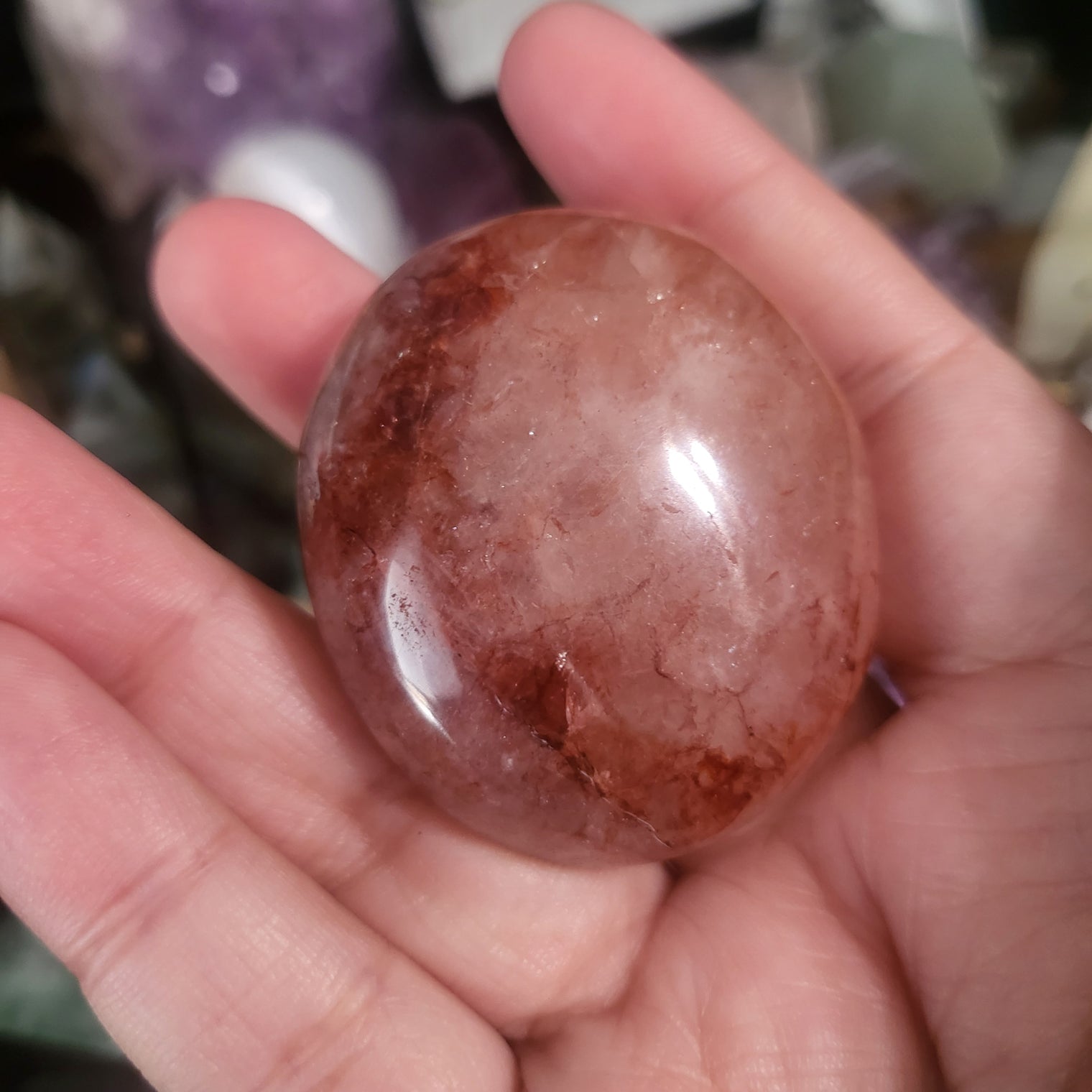 Fire Quartz Mini Palm Stone