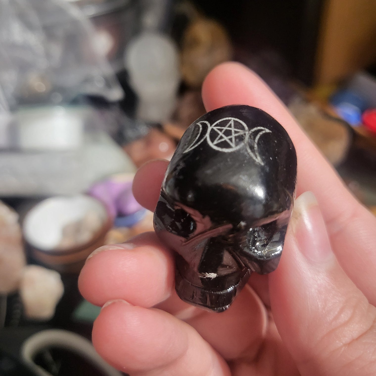 Onyx Skull with Triple Moon