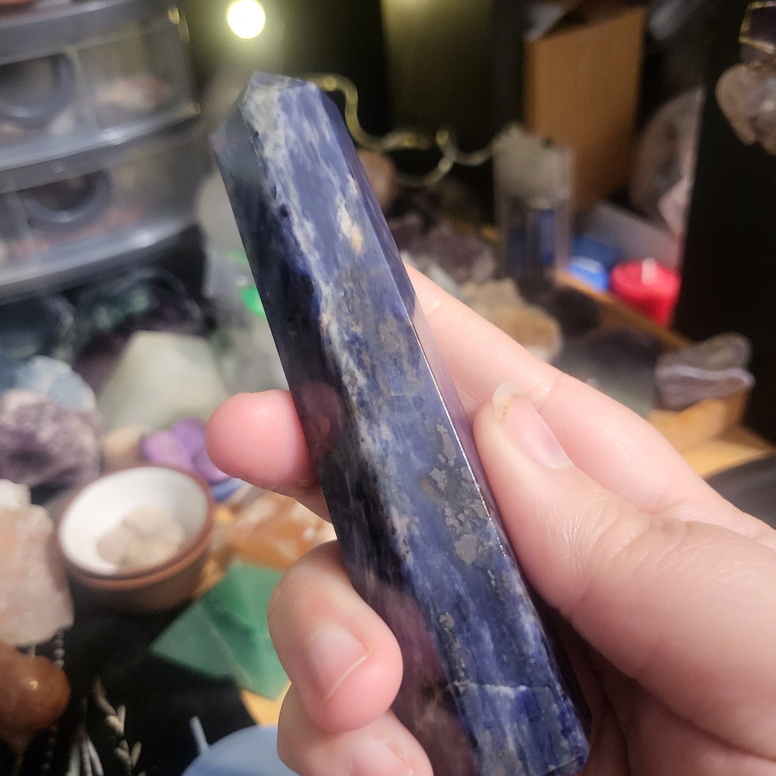Sodalite with Hematite Tower