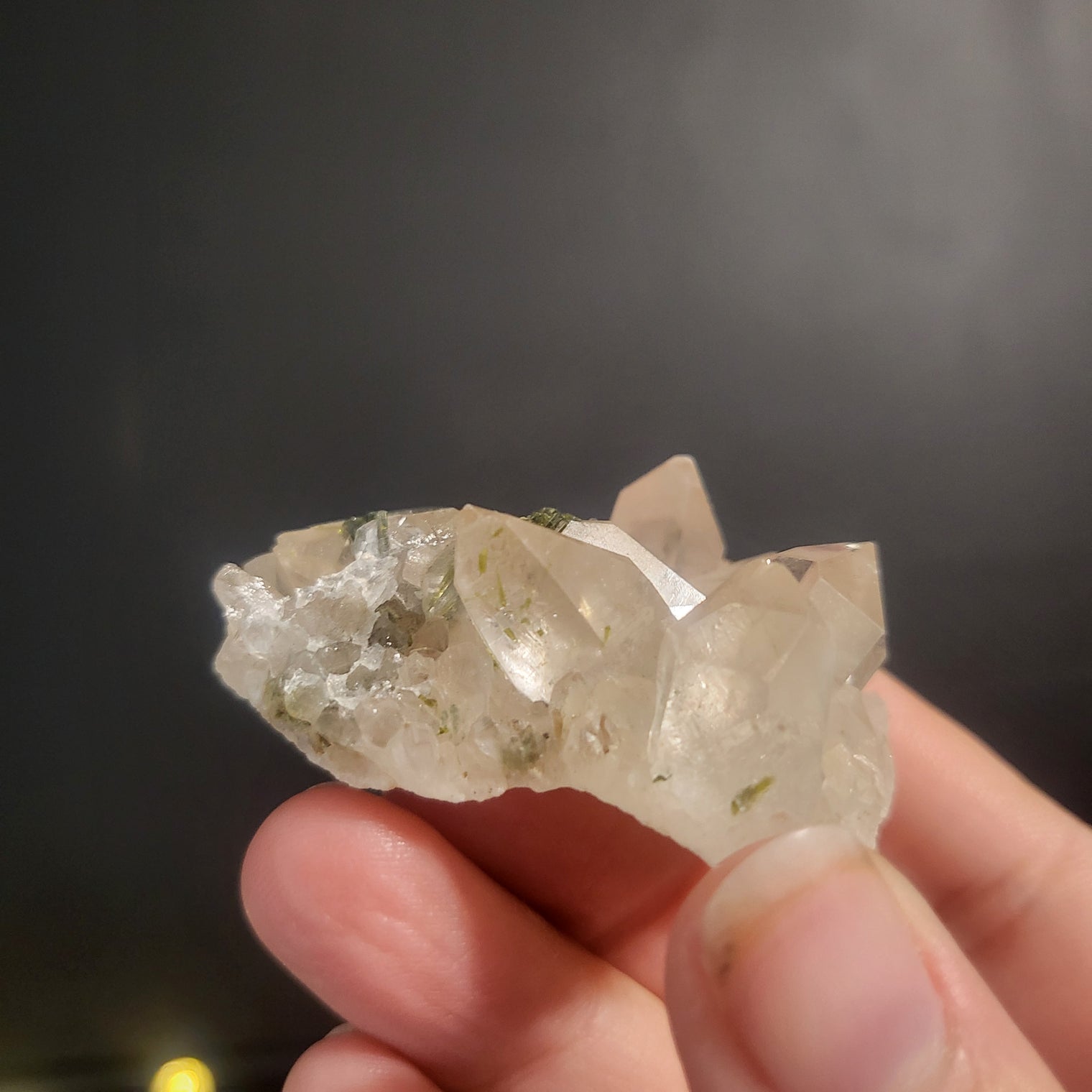 Green Tourmaline in Quartz Clusters