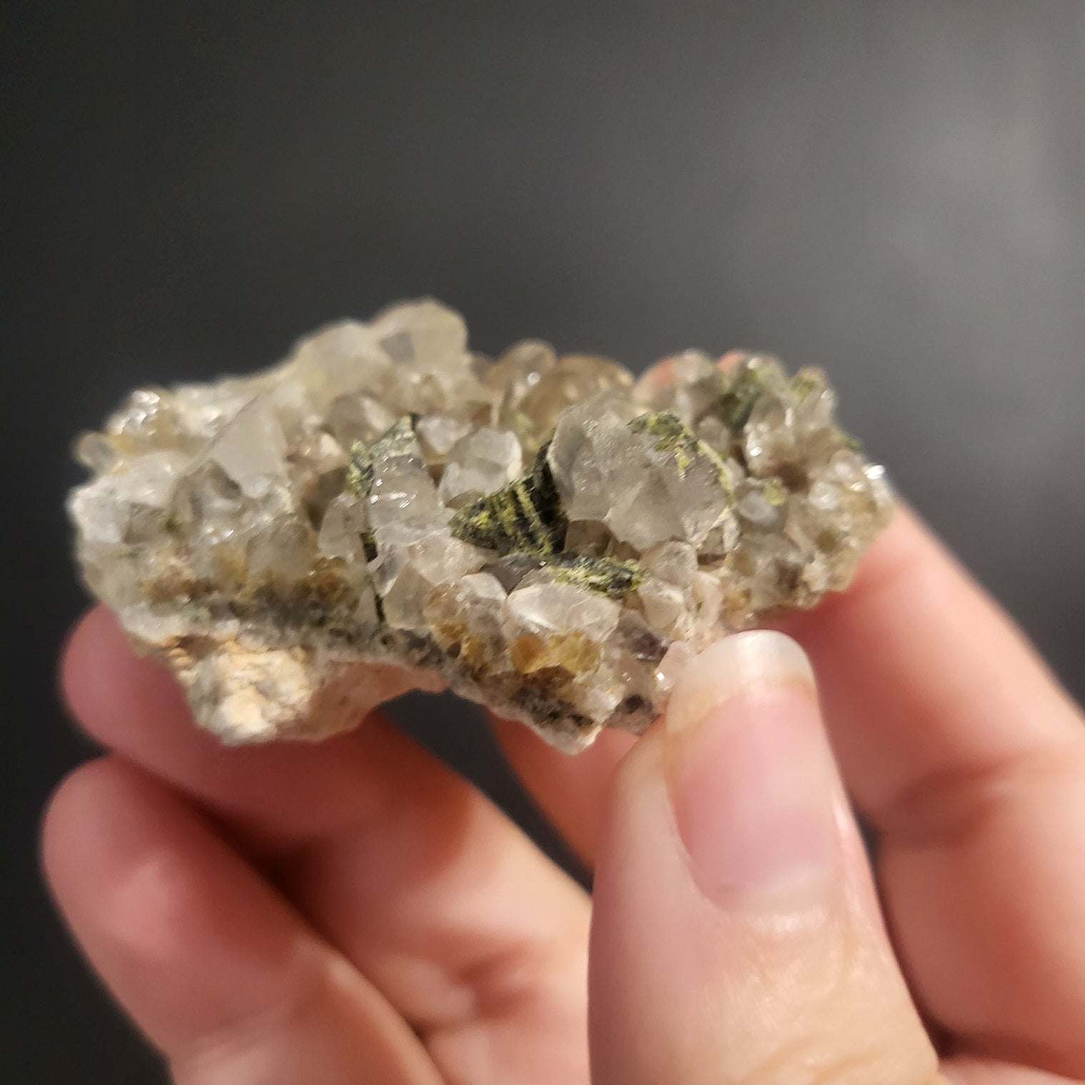 Green Tourmaline in Quartz Clusters