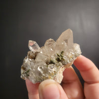 Green Tourmaline in Quartz Clusters