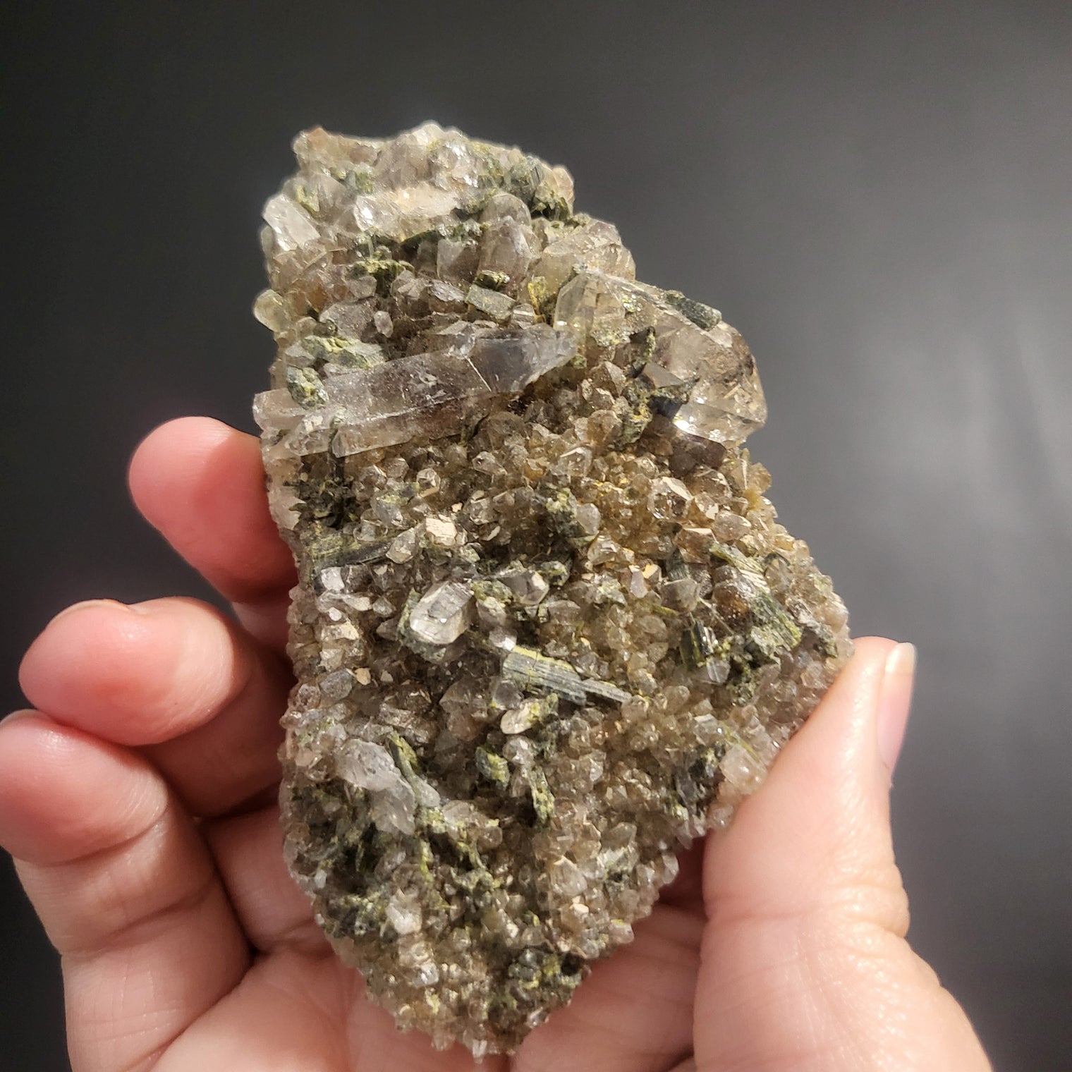 Green Tourmaline in Quartz Clusters