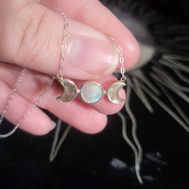 Labradorite Triple Moon Necklace