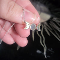 Labradorite Triple Moon Necklace