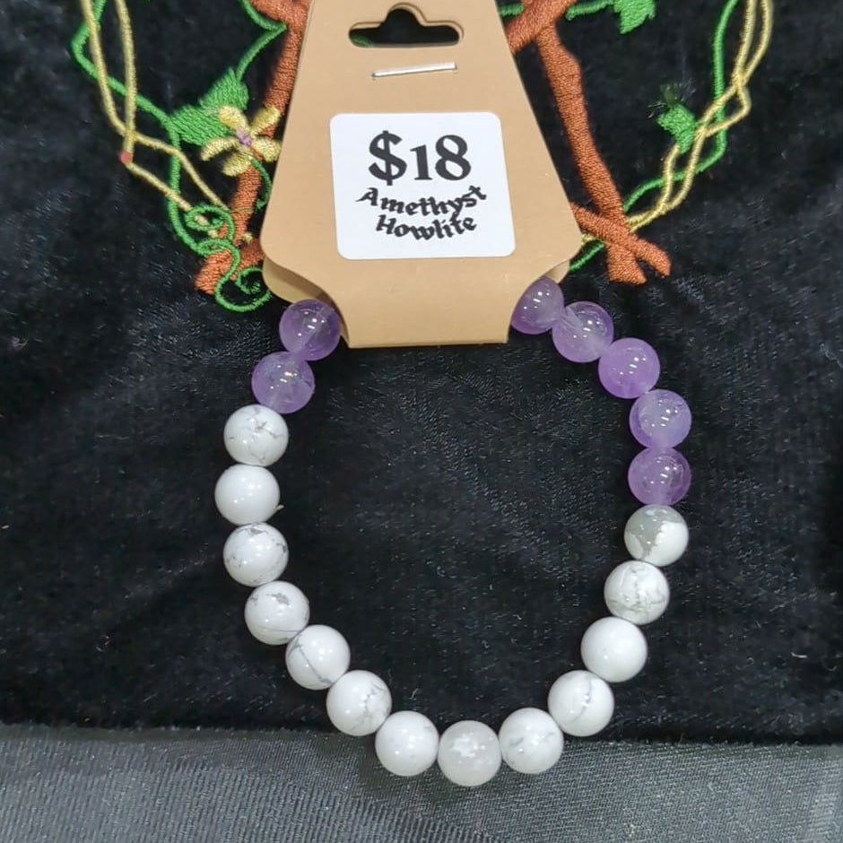 Amethyst and Howlite Bracelet
