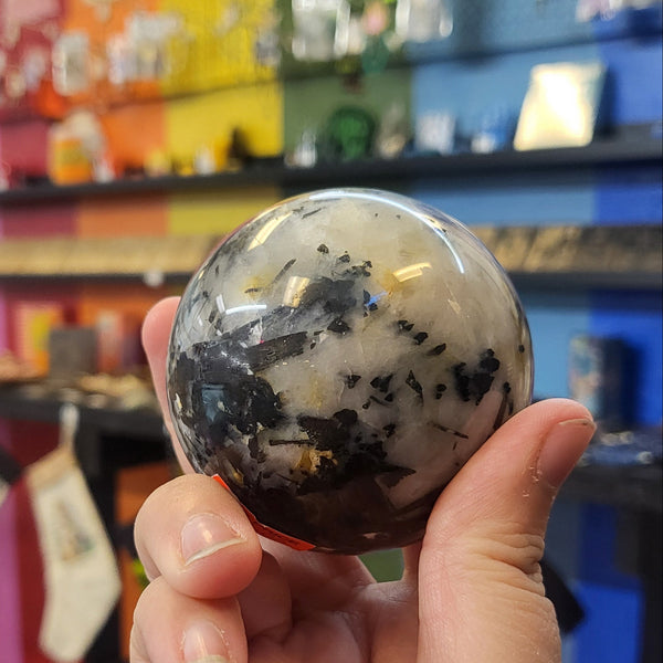 Tourmaline in Quartz Sphere