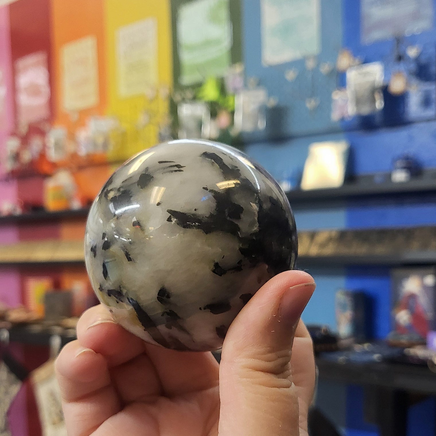 Tourmaline in Quartz Sphere