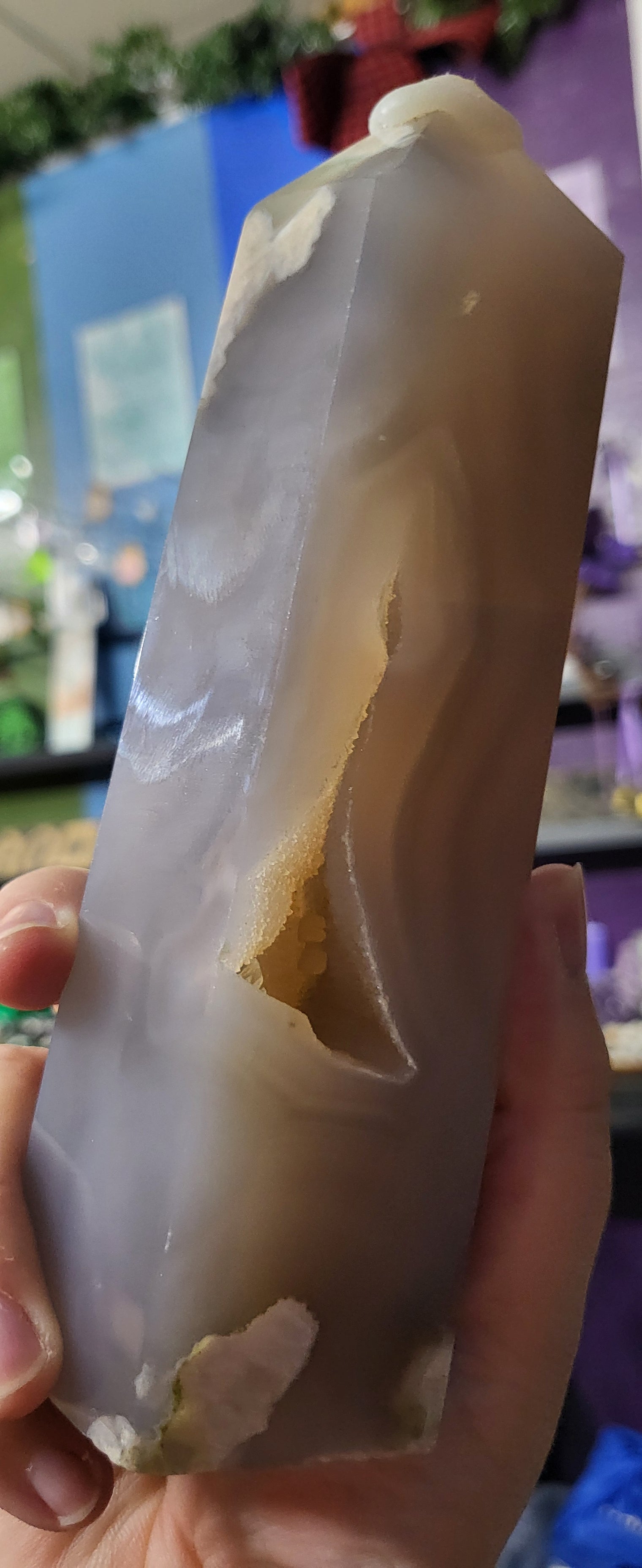 Flower Agate Druzy Tower