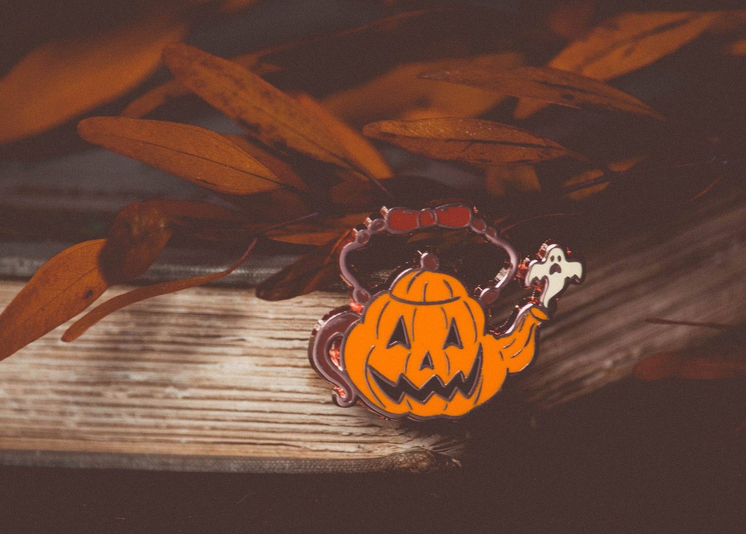 Jack-o-Lantern Teapot - Enamel Pin