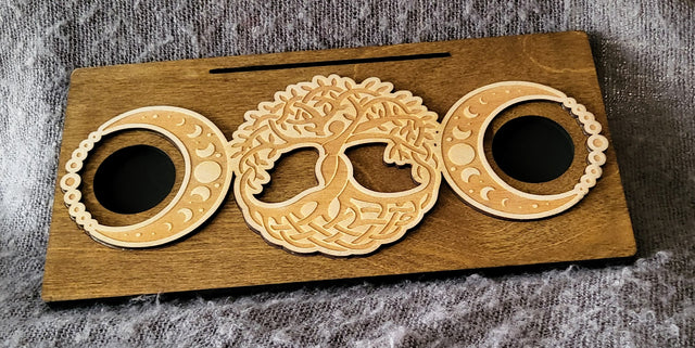 Single Card Tarot Holder (Triple Moon Goddess Tree of Life Design)
